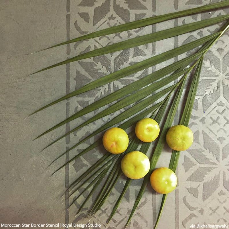 Moroccan Star Border Stencil - Reusable DIY Wall Painting Template for Home Decor, Crafts, and Furniture Upcycling | Perfect for Bedrooms, Living Rooms, and Wedding Decorations
