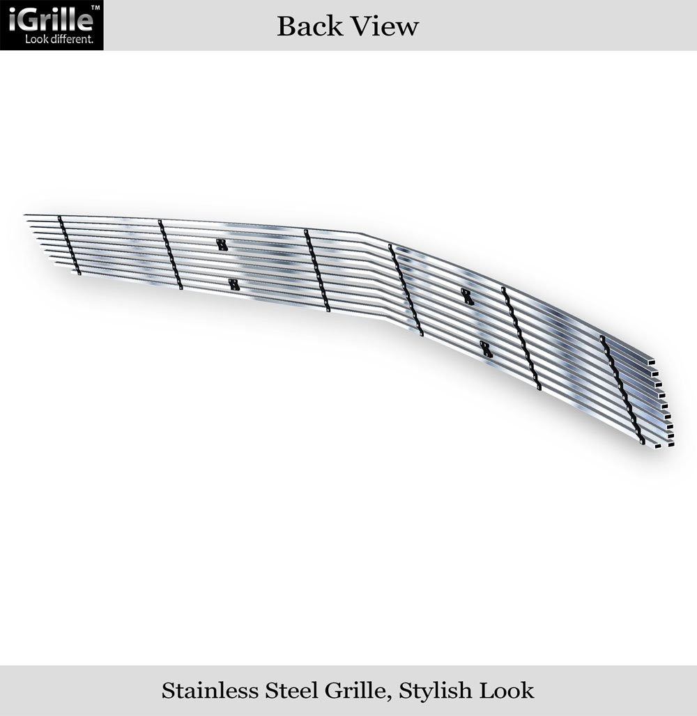 APS Compatible with Chevy Camaro 2010-2013 Phantom Style Main Upper Stainless Steel Silver Horizontal Billet Front Grill Grille Insert C66845C - Upgrade Your Car's Appearance for Street Shows & Custom Builds