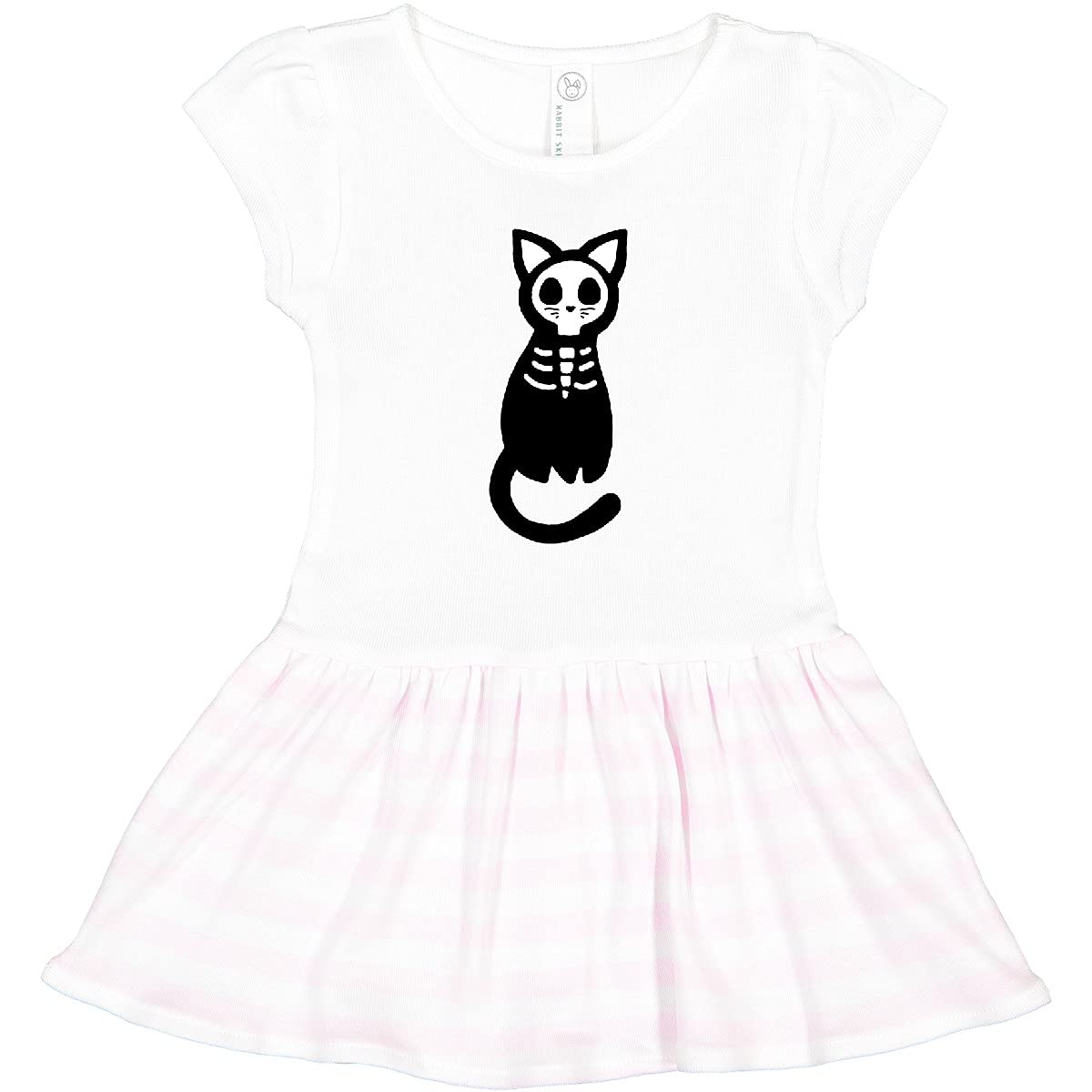 Inktastic Skeleton Cat Toddler Dress - Cute Halloween Costume for Girls, Black Cat Print Baby Dress - Perfect for Trick or Treat, Halloween Party & Photo Shoots