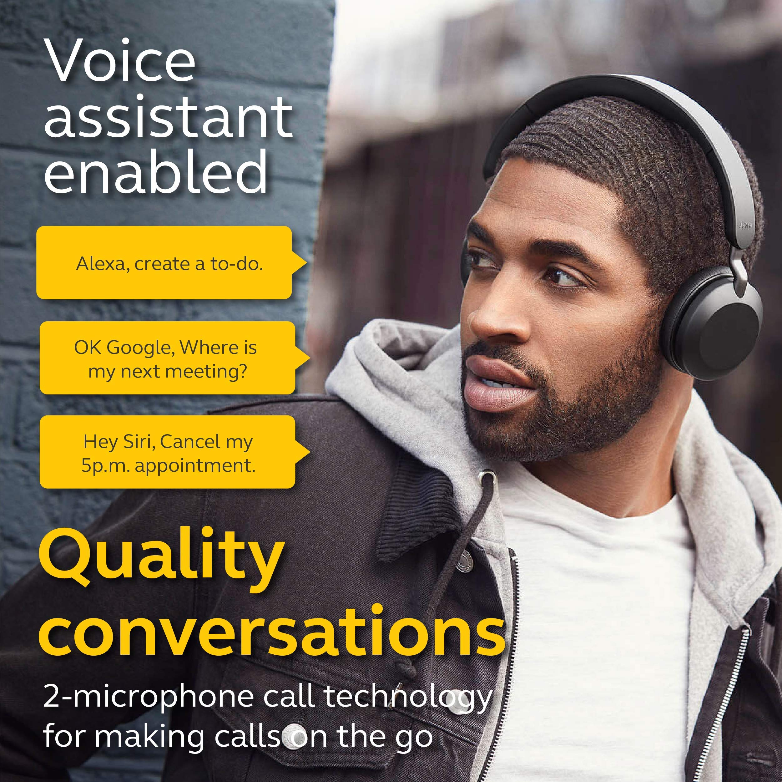 Jabra Elite 45h Wireless On-Ear Headphones – 50H Battery Life, 40mm Speakers, Foldable Lightweight Design – Titanium Black (Renewed) – Perfect for Travel, Work & Music Lovers
