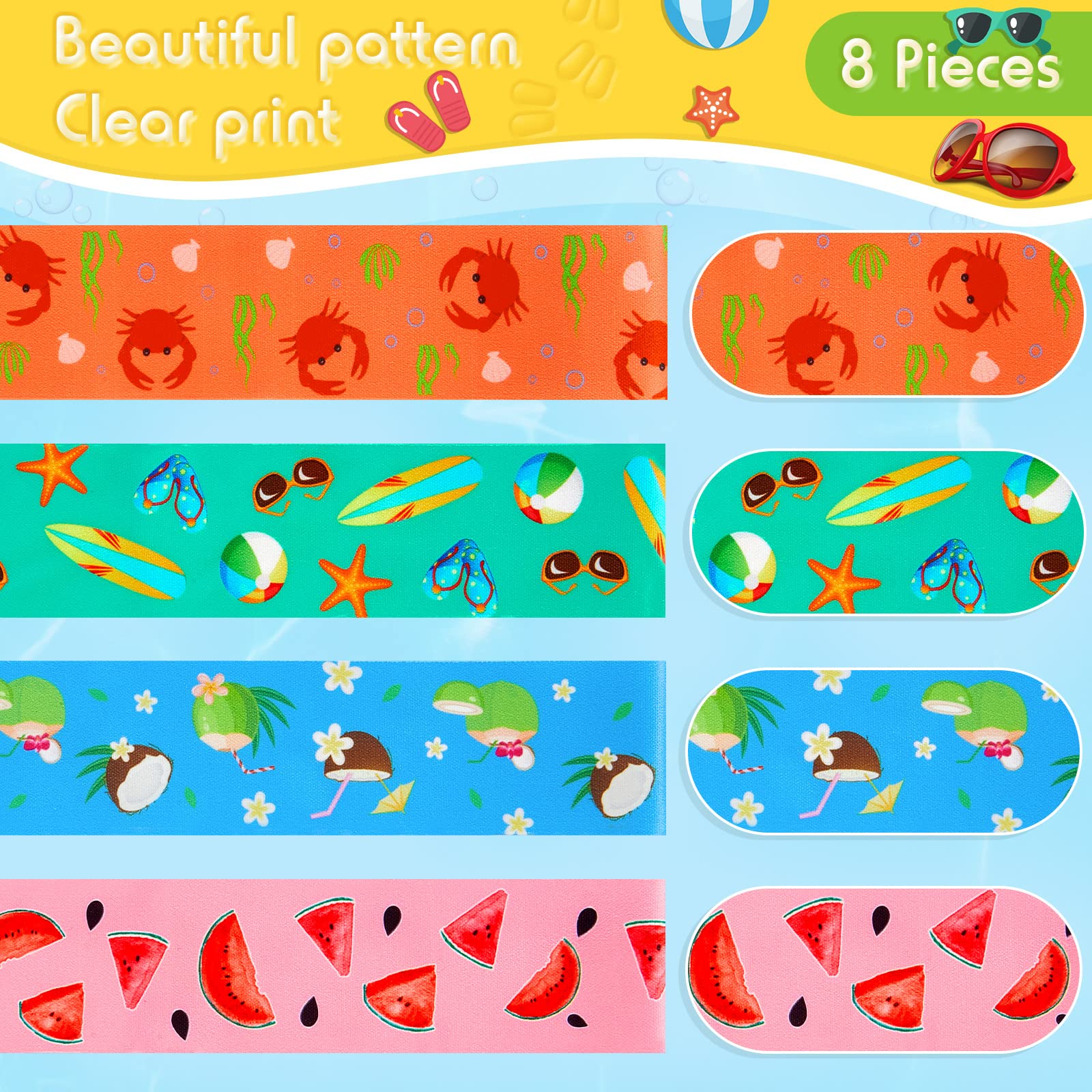 8 Pack Large Elastic Towel Bands for Beach Chairs - 15.75