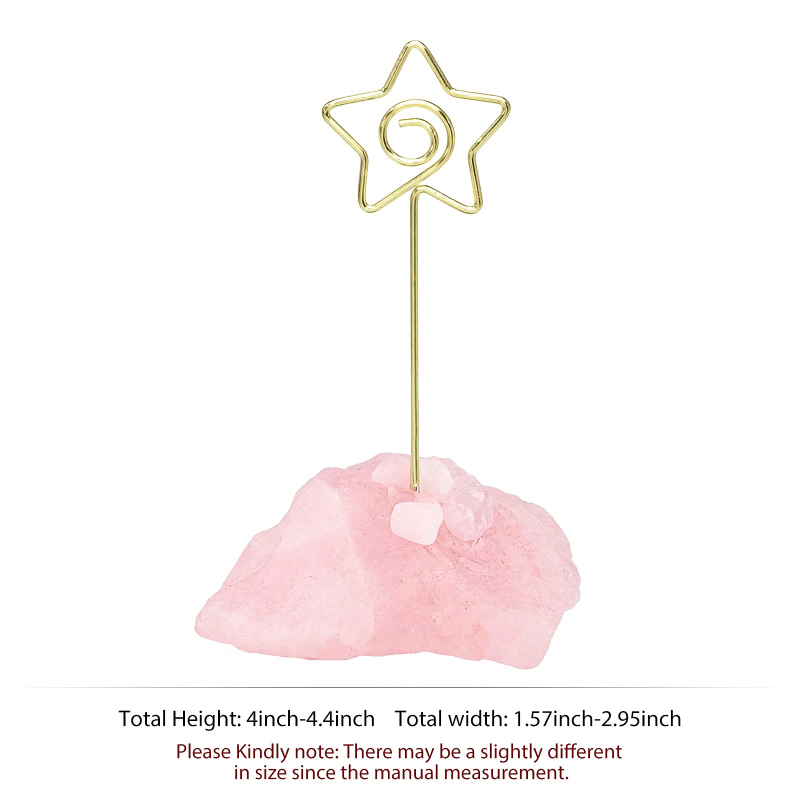 SUNYIK Rose Quartz Crystal Memo Holder - Elegant Desk Organizer for Notes, Photos & Table Numbers | Perfect for Wedding, Home & Office Decor | Stylish & Functional Memo Clip Stand