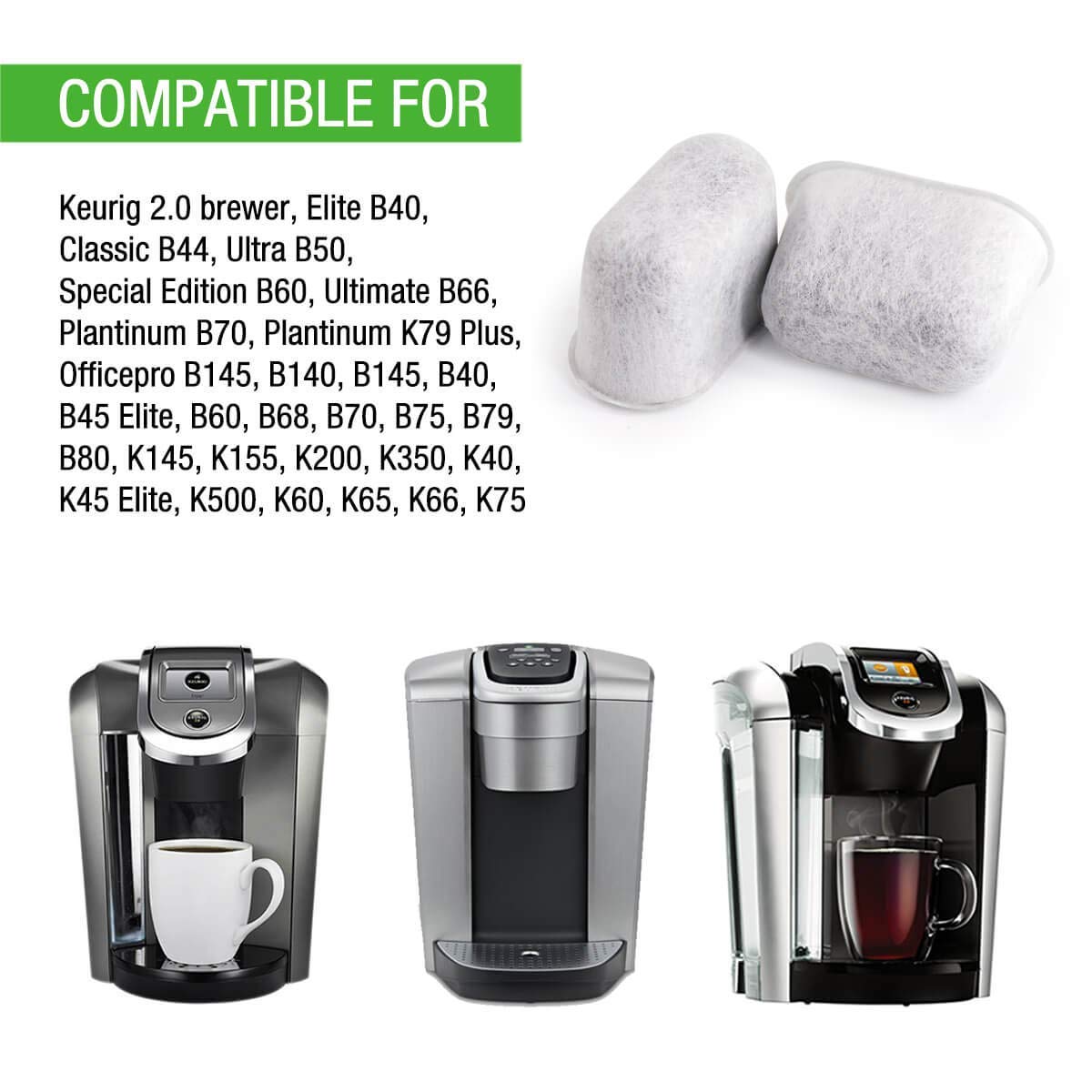 18-Pack Charcoal Water Filters - Compatible with Keurig Coffee Makers - Replacement Cartridges for Cleaner Tasting Coffee - Perfect for Home & Office Use
