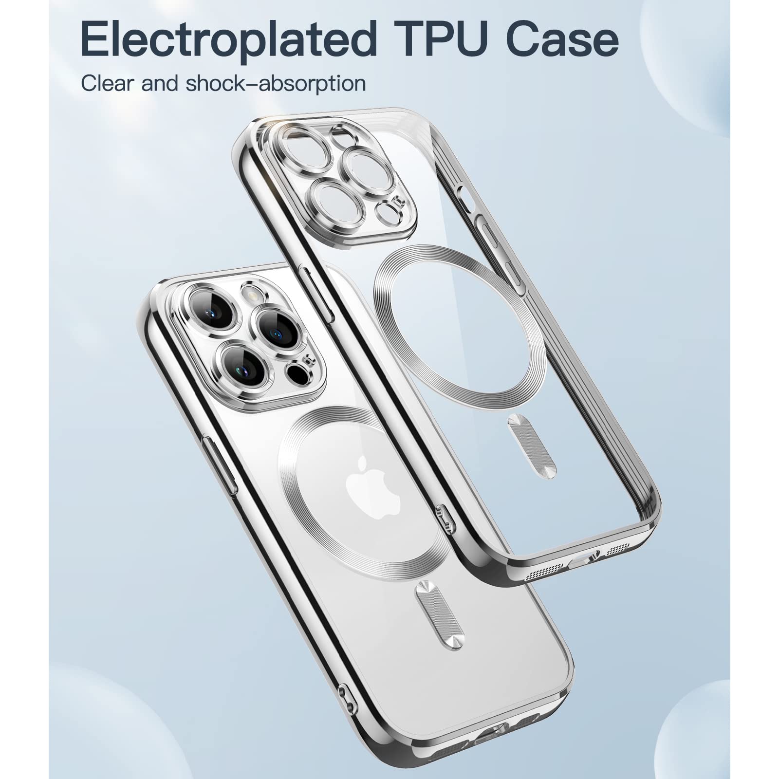 JETech Soft Clear Case for iPhone 14 Pro 6.1-Inch | MagSafe Compatible | Shockproof TPU Cover with Full Camera Protection | Silver | Perfect for Everyday Use, Wireless Charging & Drop Protection