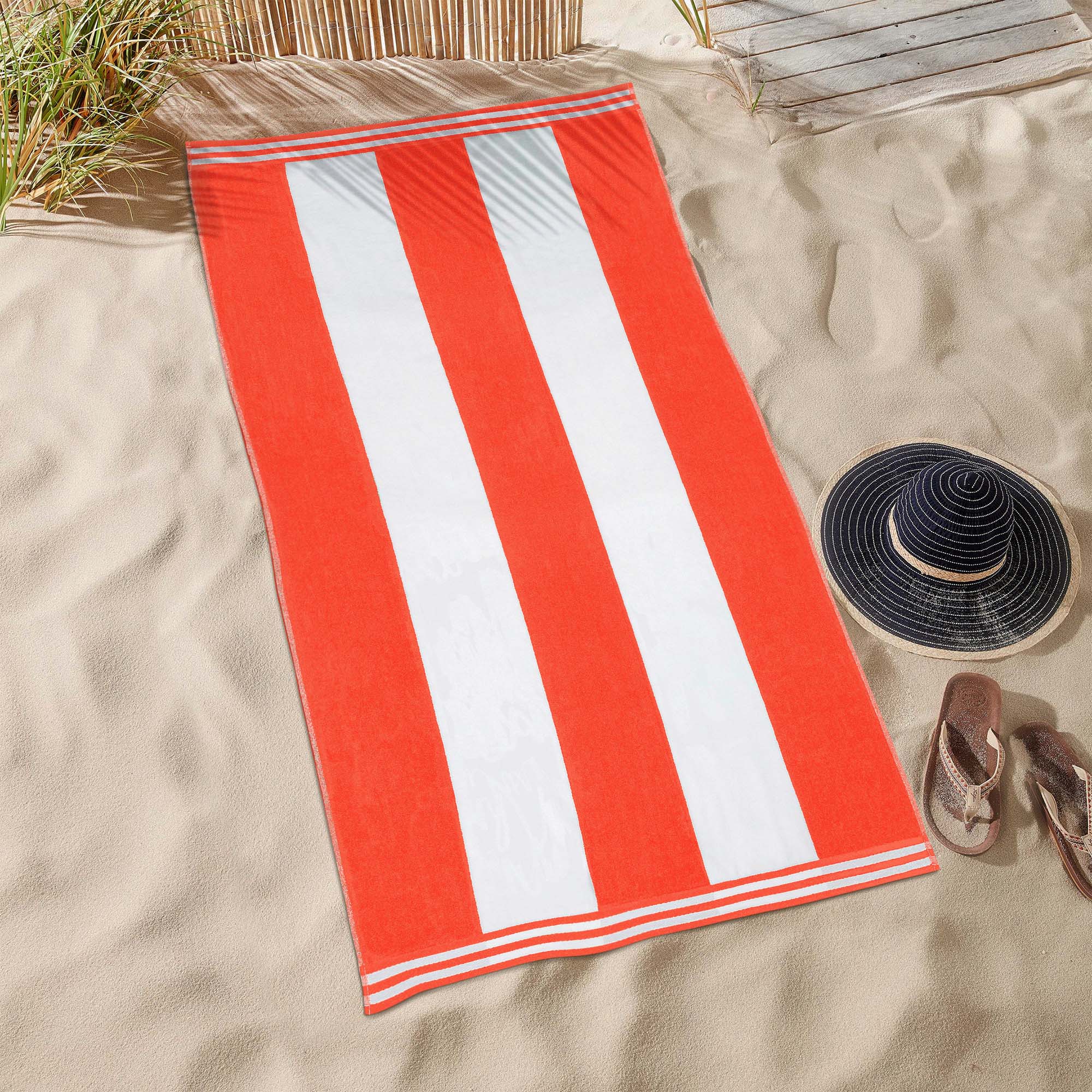 Premium Cabana Stripe Oversized Cotton Beach Towel Set of 2, 4, or 6 - Soft, Absorbent & Quick-Drying for Pool, Beach, Vacation & Spa Use