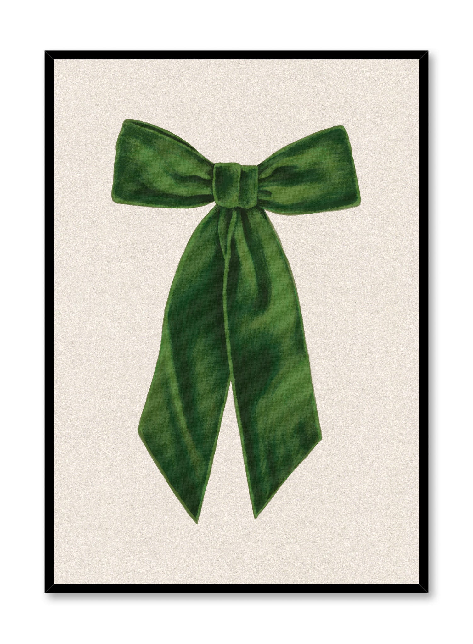 Emerald Green Bow Decor Poster - Elegant Home & Office Wall Art for Holidays, Parties & Gifts