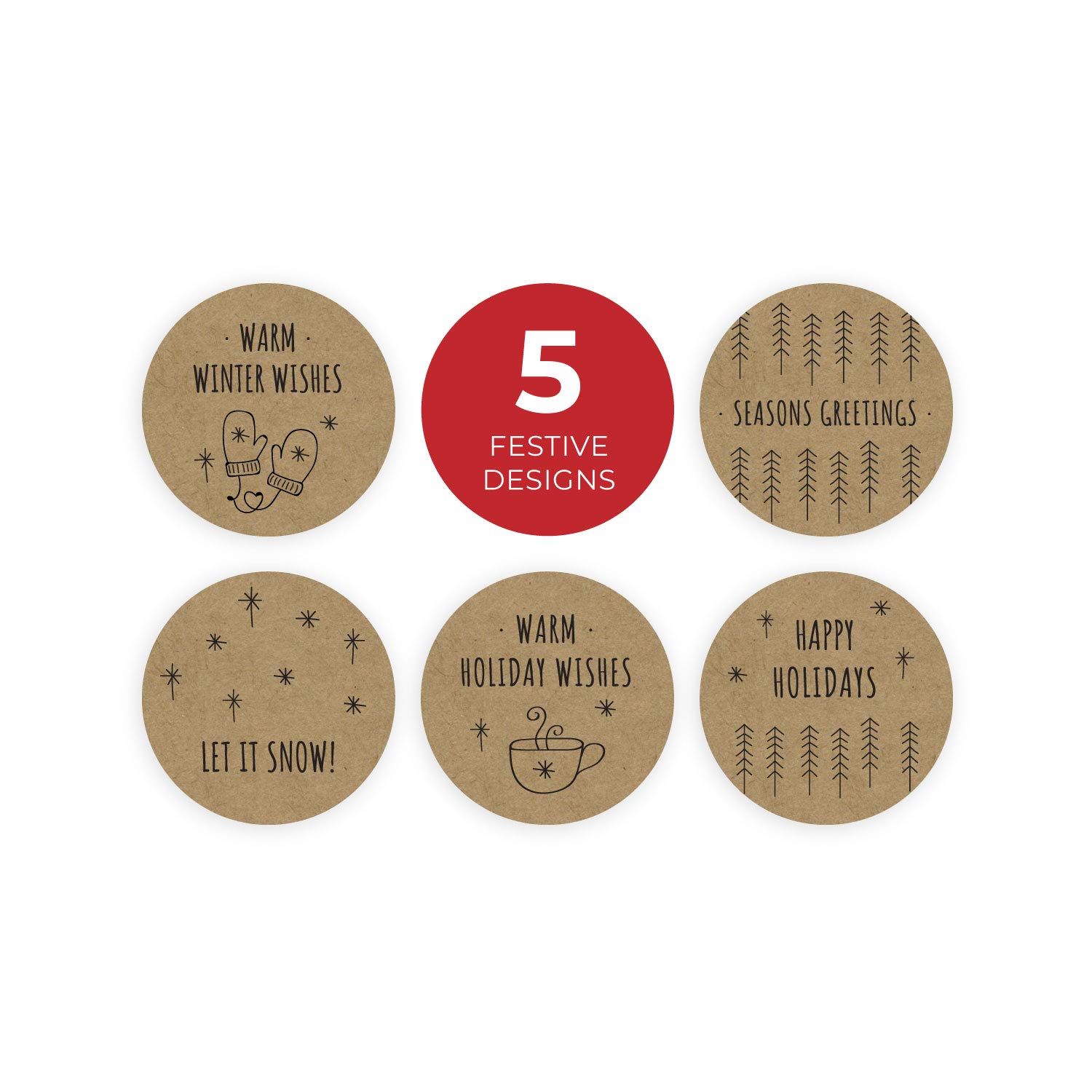 500 Christmas Stickers - Festive Holiday Tags with Multiple Designs for Scrapbooking, Gift Wrapping & Card Making | Warm Winter Wishes Sticker Set