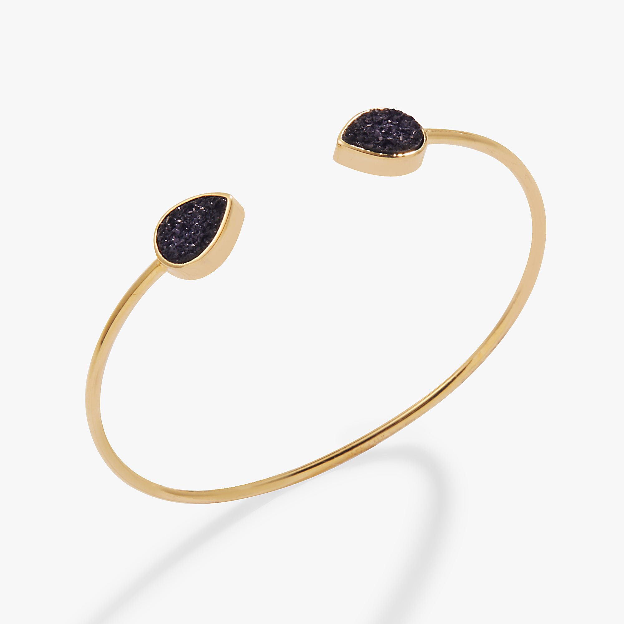 Black Glitter Druzy Flex Cuff Bracelet - Elegant Adjustable Crystal Jewelry for Women, Perfect for Parties, Weddings & Evening Events