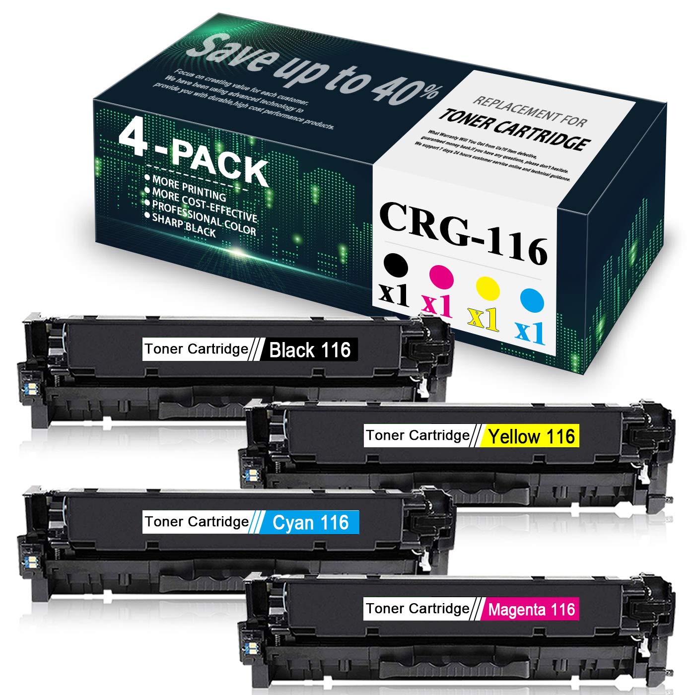 4-Pack CRG-116 Toner Cartridges for Canon Printers - Home & Office Use