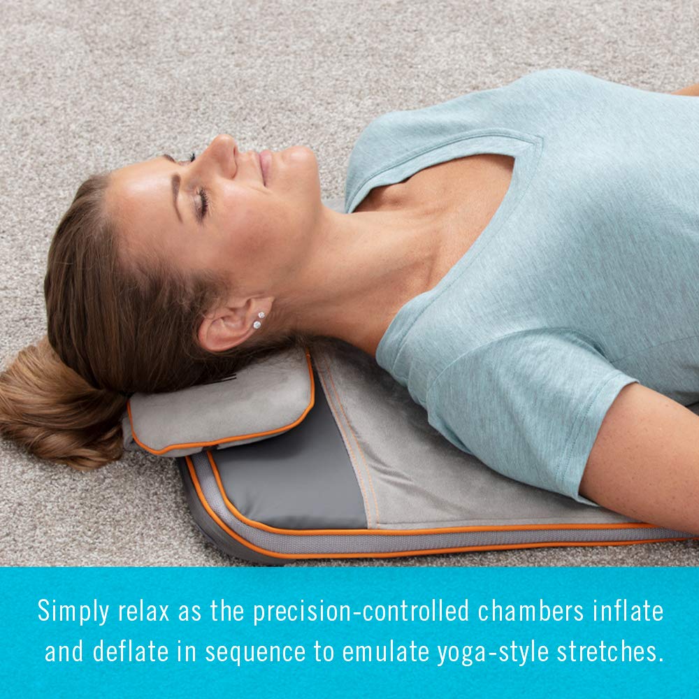 Homedics Silver Yoga Mat with Air Compression & 3 Intensity Levels - Premium Back & Lumbar Support for Stretching, Fitness & Home Workouts - Ideal for Yoga, Pilates & Physical Therapy Recovery