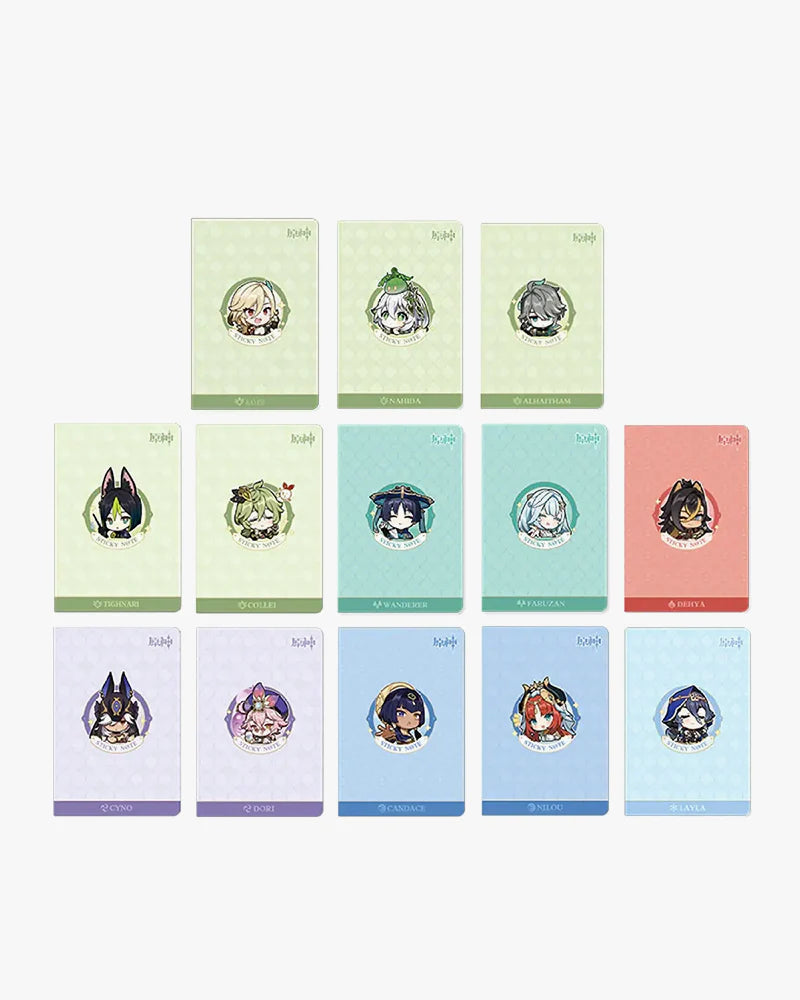 Genshin Impact Sumeru Character Sticky Notes - Anime Sticky Memo Pads for School, Office & Gaming Setup - Cute Sticky Notes for Fans & Collectors