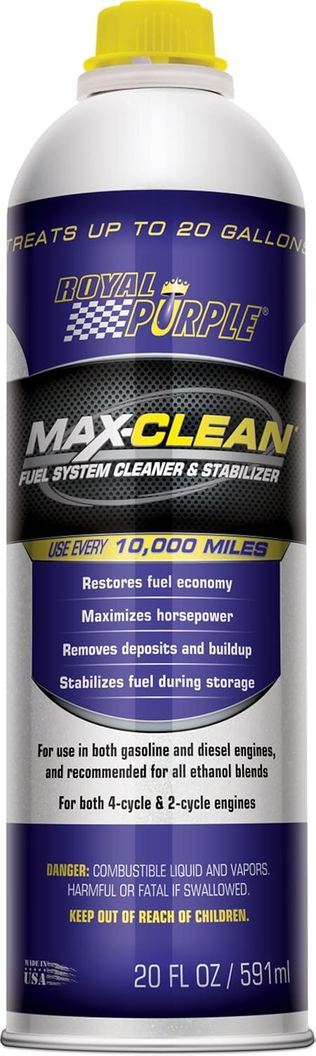 Royal Purple Max-Clean Fuel System Cleaner & Stabilizer - 20 oz (11722) - Premium Gas Treatment for Cars, Trucks & Motorcycles - Improves MPG & Engine Performance