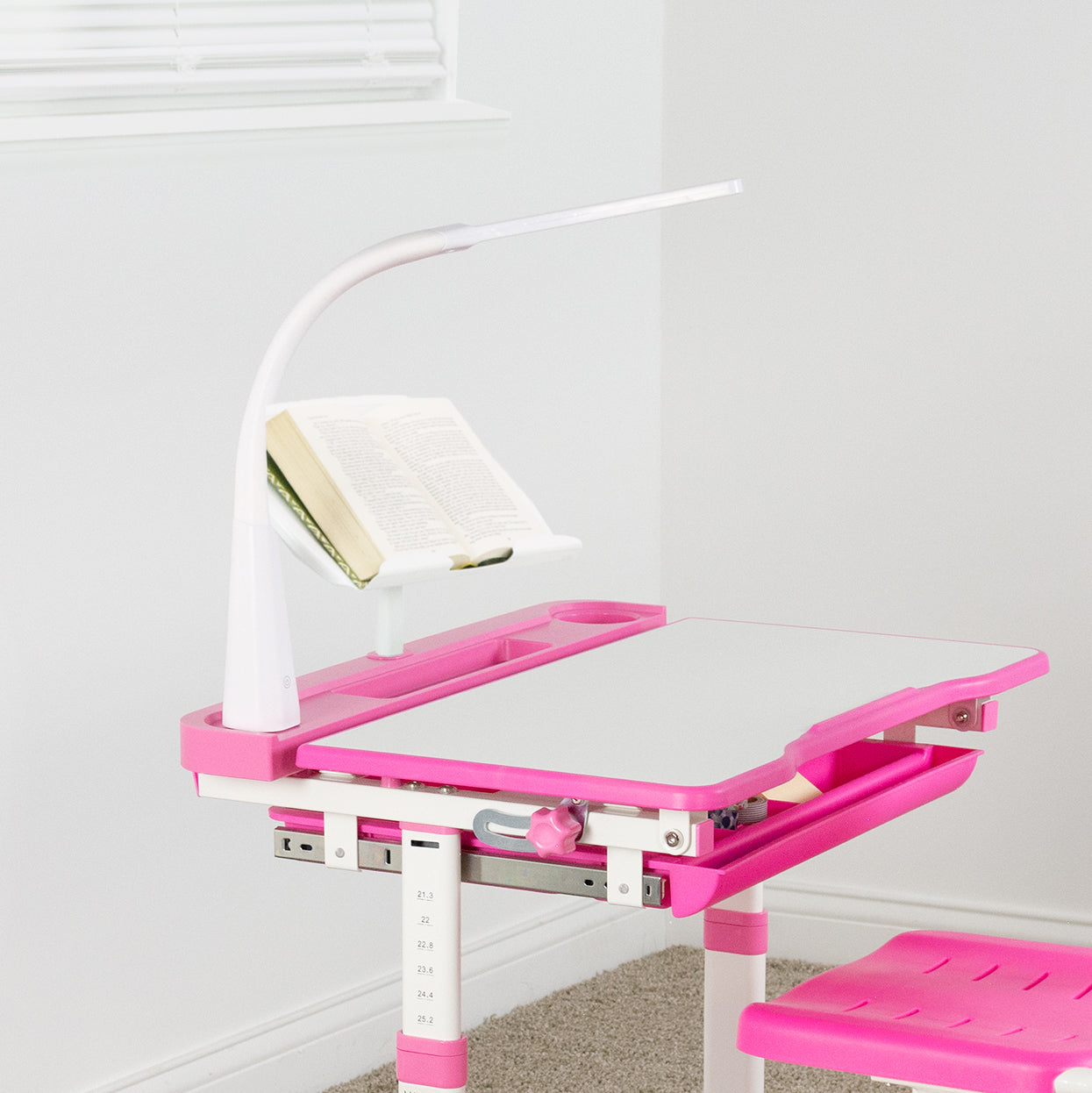 Adjustable White Book Holder for Kids - Ergonomic Desk Organizer for Reading & Studying - Perfect for School, Home & Office Use