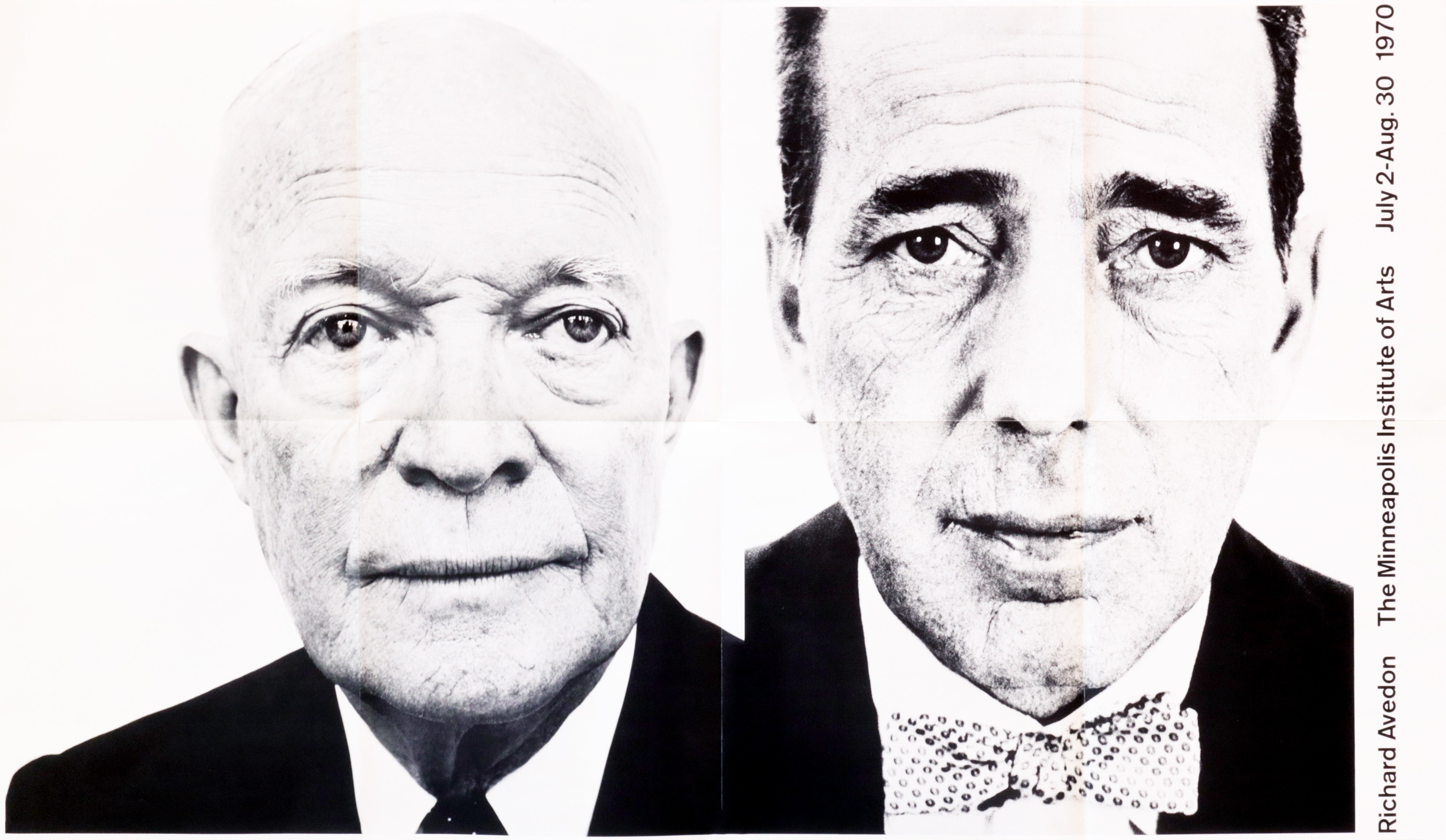 Vintage 1970 American Exhibition Poster by Richard Avedon - The Minneapolis Institute of Arts Featuring Eisenhower & Bogart - Perfect for Art Collectors, Home Decor & Office Wall Art