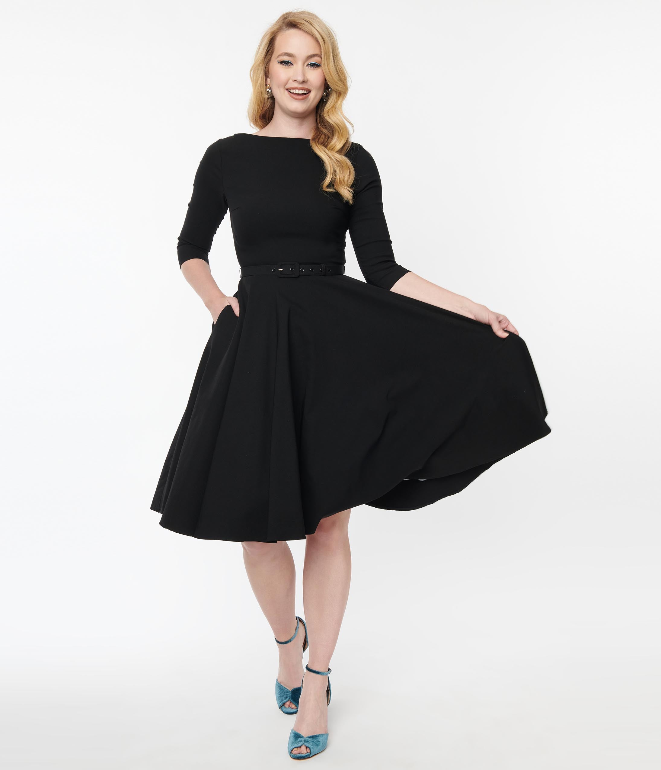 Vintage Black Devon Swing Dress - Flowy Retro A-Line Dress for Women, Perfect for Parties, Weddings & Date Nights