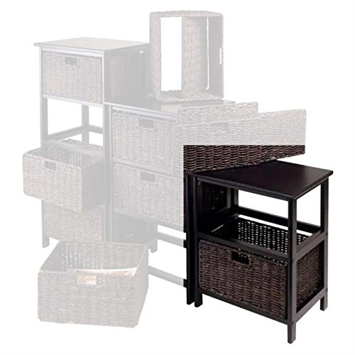 Ergode Wood Omaha Storage Rack - Compact & Sturdy Shelving Unit with 2 Foldable Baskets | Perfect for Closet Organization, Bathroom Storage & Small Space Solutions