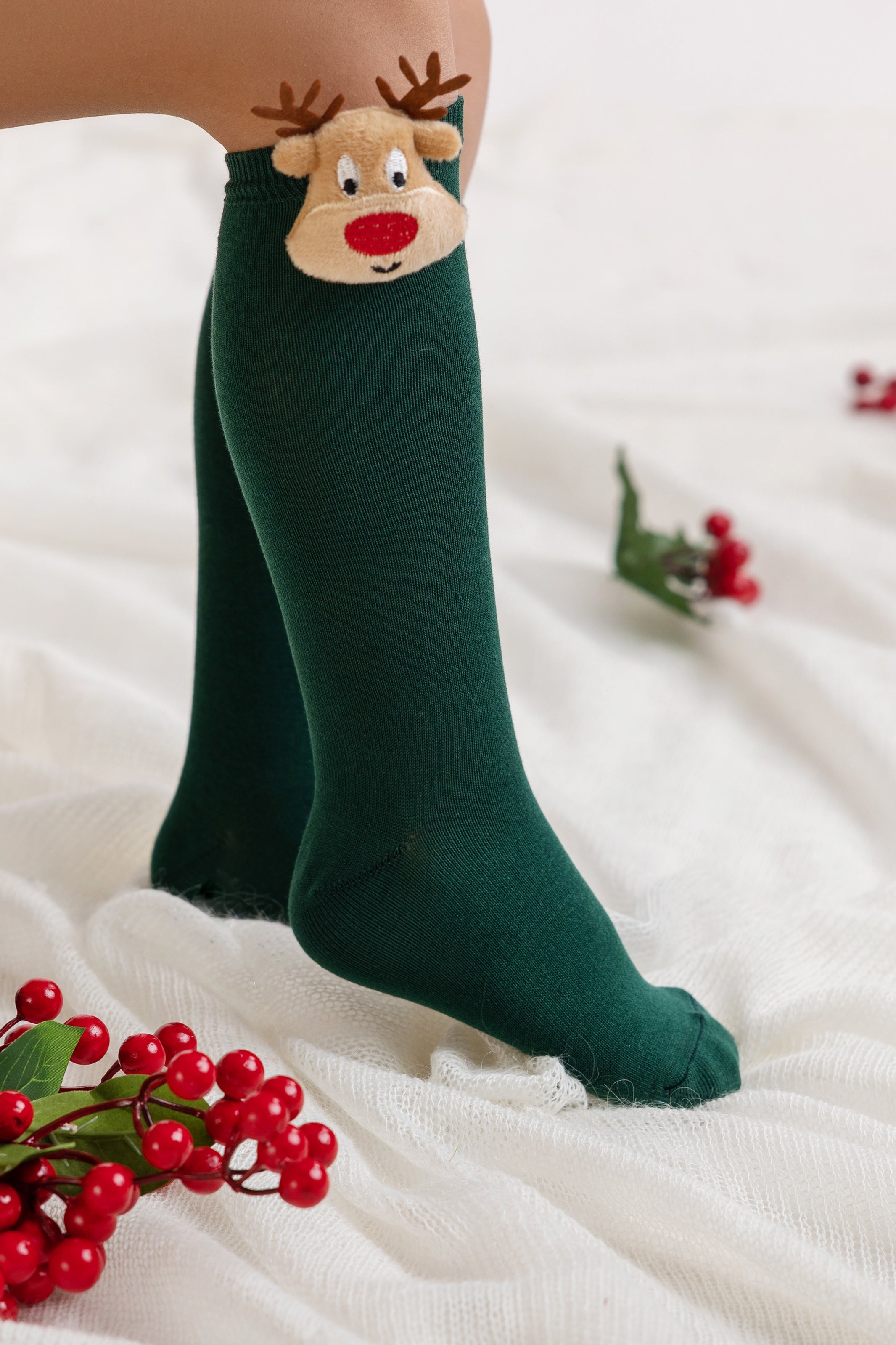 3D Reindeer Knee High Socks for Women - Christmas Novelty Stockings, Warm Winter Holiday Gift for Her - Perfect for Xmas Party, Office Exchange & Cozy Home Decor