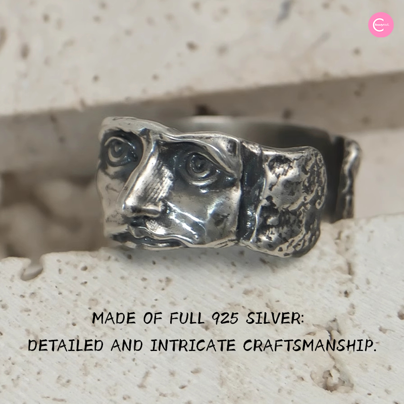 QUANDO Sterling Silver Ring for Women - Elegant Fake Face Design - Perfect for Parties, Gifts & Everyday Wear