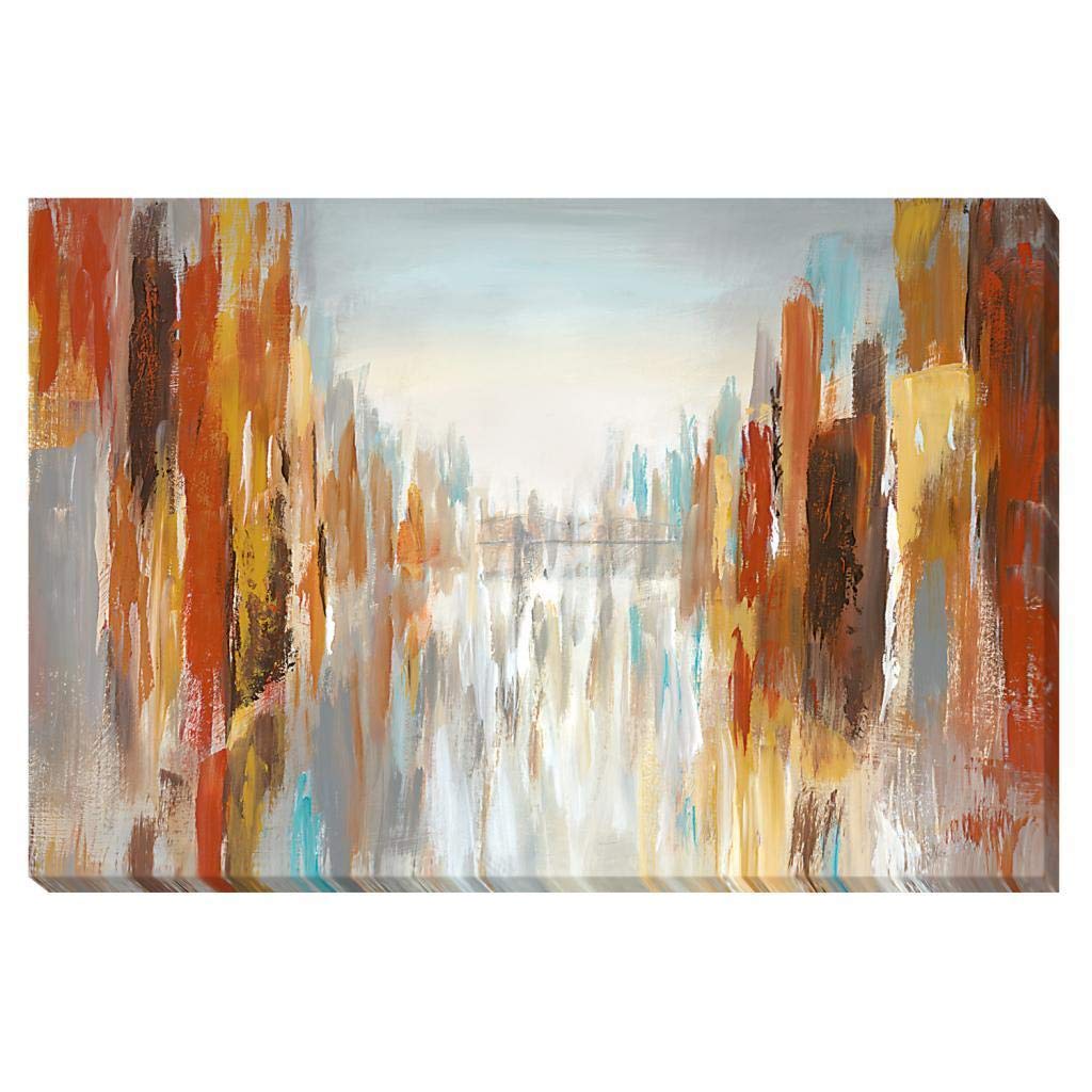DTR Art Nan 'City Shadows' Modern Canvas Wall Art - 16x24 Inches Multi-Color Urban Landscape Painting for Living Room, Bedroom & Office Decor