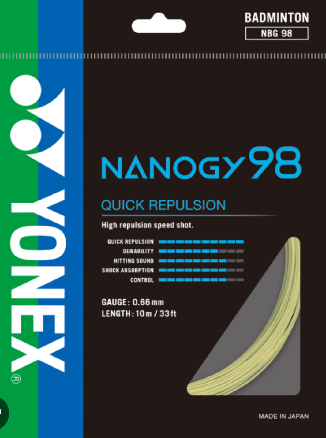 Yonex Nanogy 98 Badminton String - High Performance Badminton Racket String for Professional Players | Perfect for Tournaments & Training