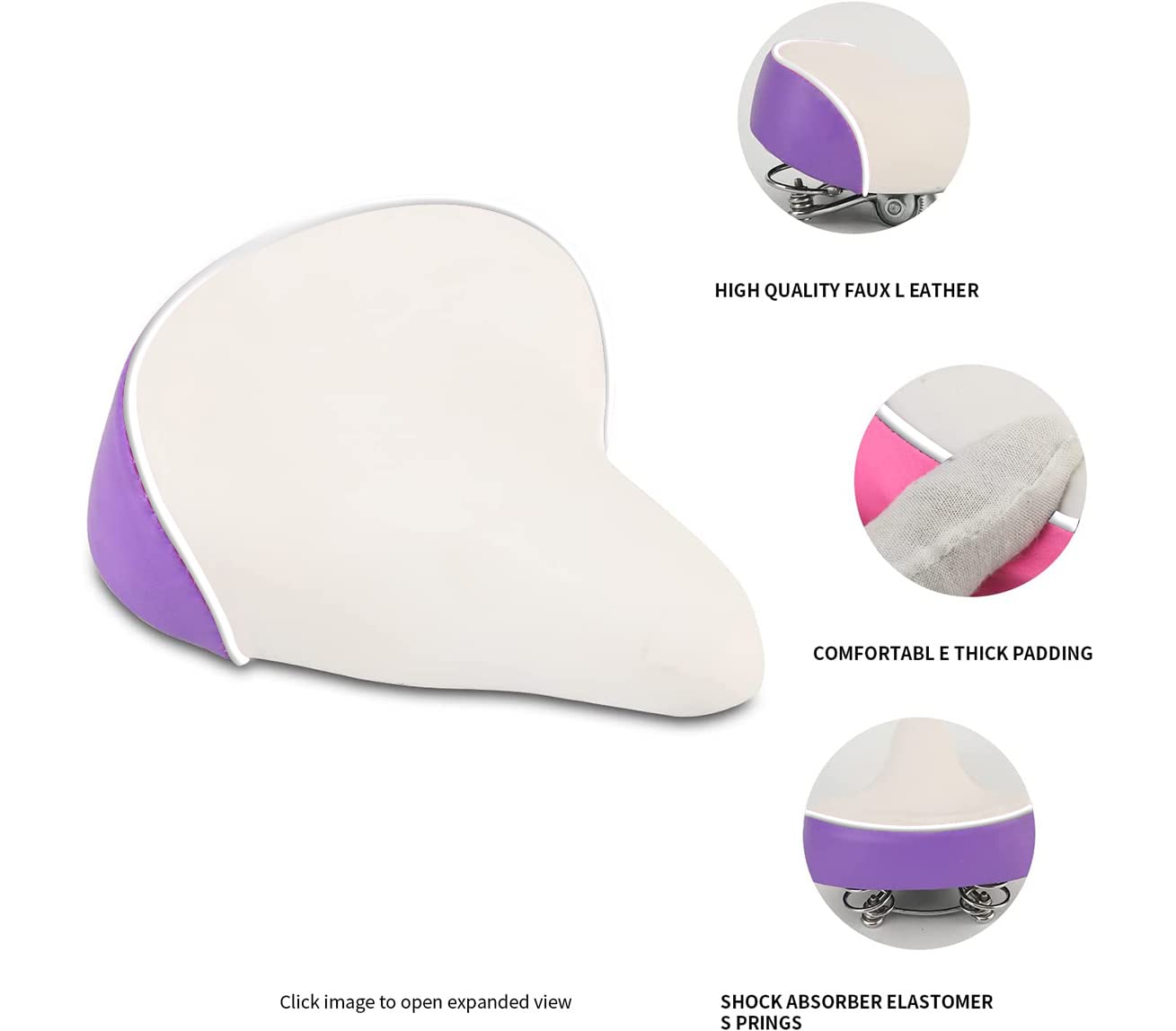 Comfortable Wide Kids Bike Seat for Girls - Purple & Pink - Perfect for Family Rides & Outdoor Adventures