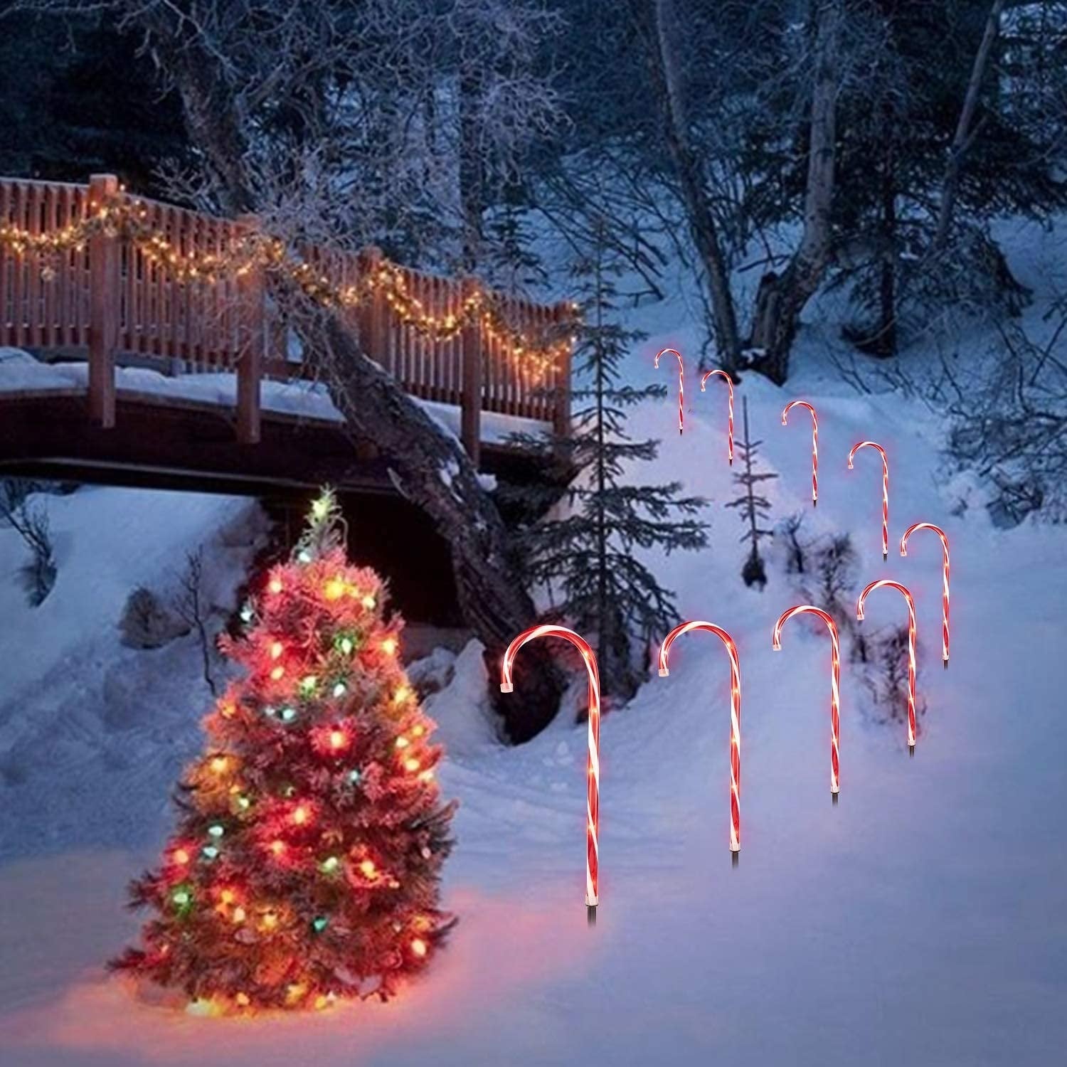 26 LED Candy Cane Lawn Stakes Outdoor Decorations - 3 Pack Set for Christmas Yard, Garden, Pathway & Holiday Party Decor