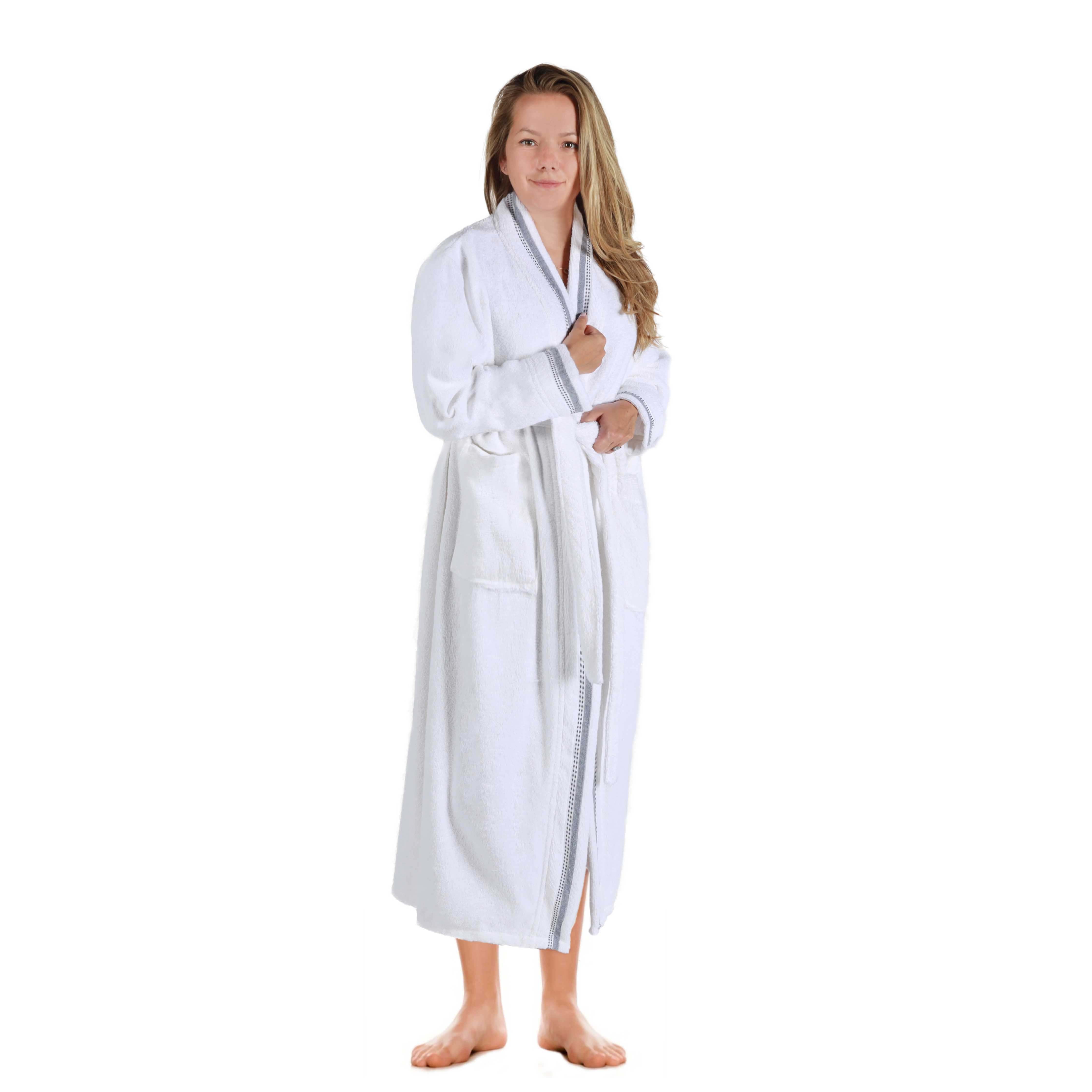 Unisex Cotton Terry Kimono Bathrobe with Embroidery - Soft & Absorbent Bath Robe for Spa, Hotel, Home Relaxation & Gift Giving