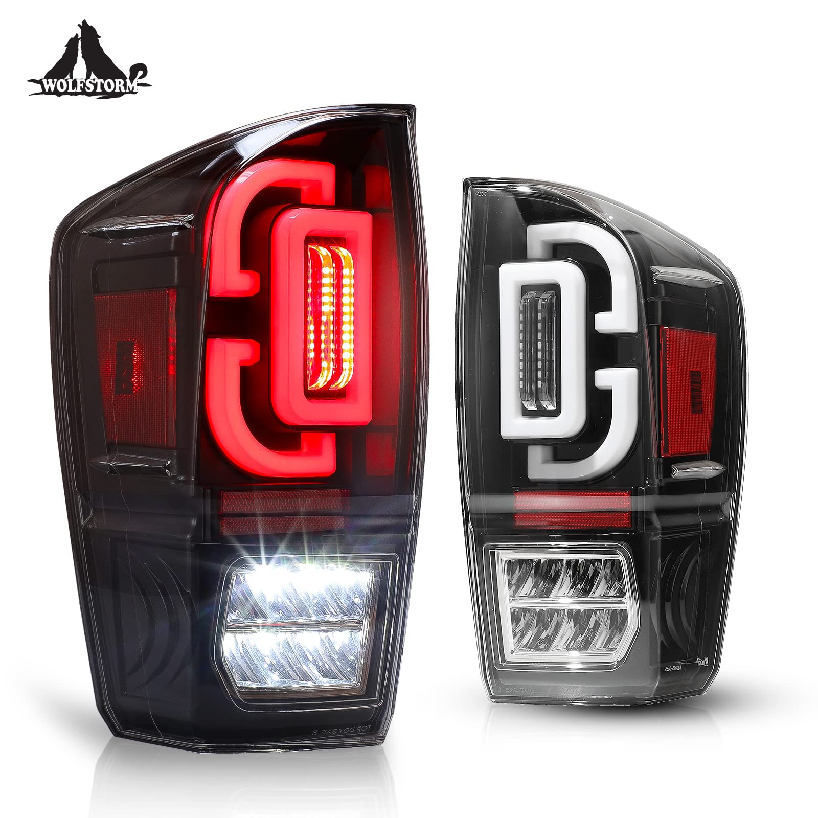 WOLFSTORM LED Tail Light Assembly for 2016-2022 Toyota Tacoma - Sequential Turn Signal, Clear Lens Replacement - Perfect for Off-Roading & Night Driving