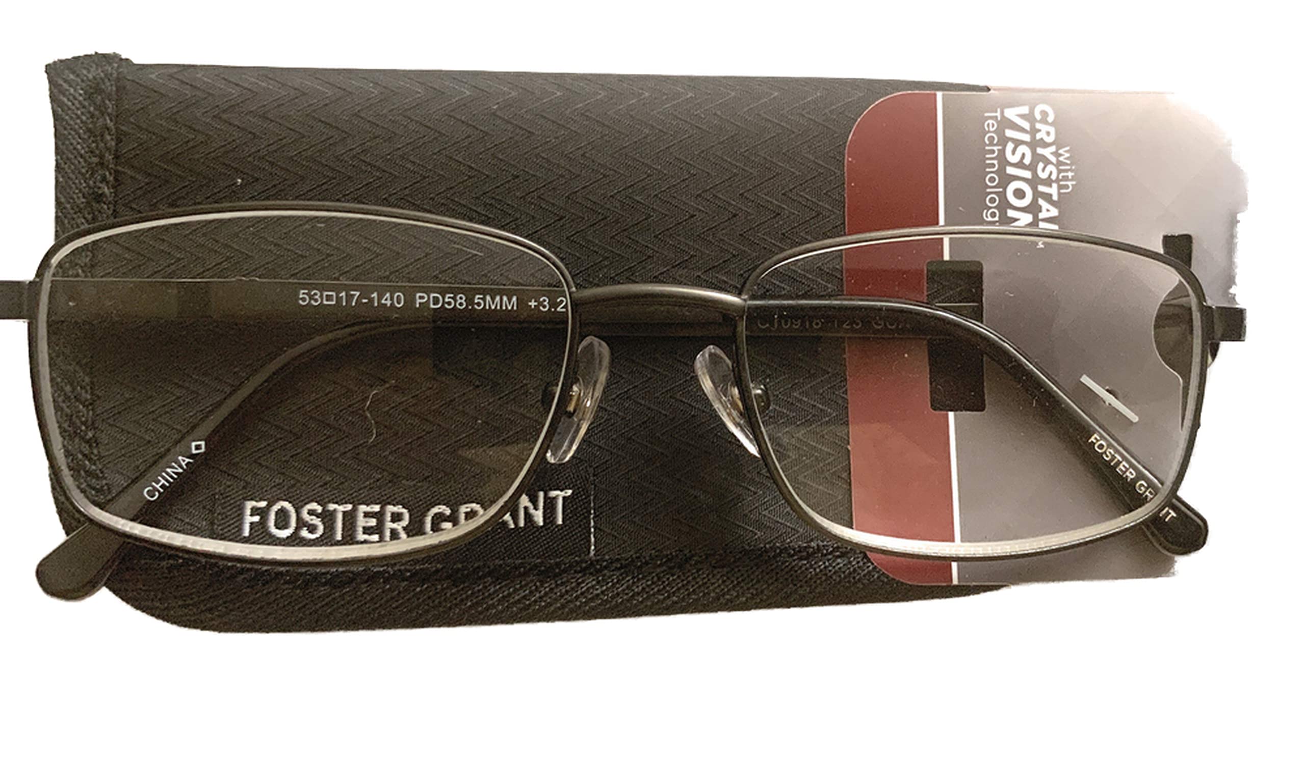 Foster Grant Men's Titanium Reading Glasses T23 Gun +3.25 Strength - Lightweight Durable Eyewear for Reading, Work & Outdoor Activities