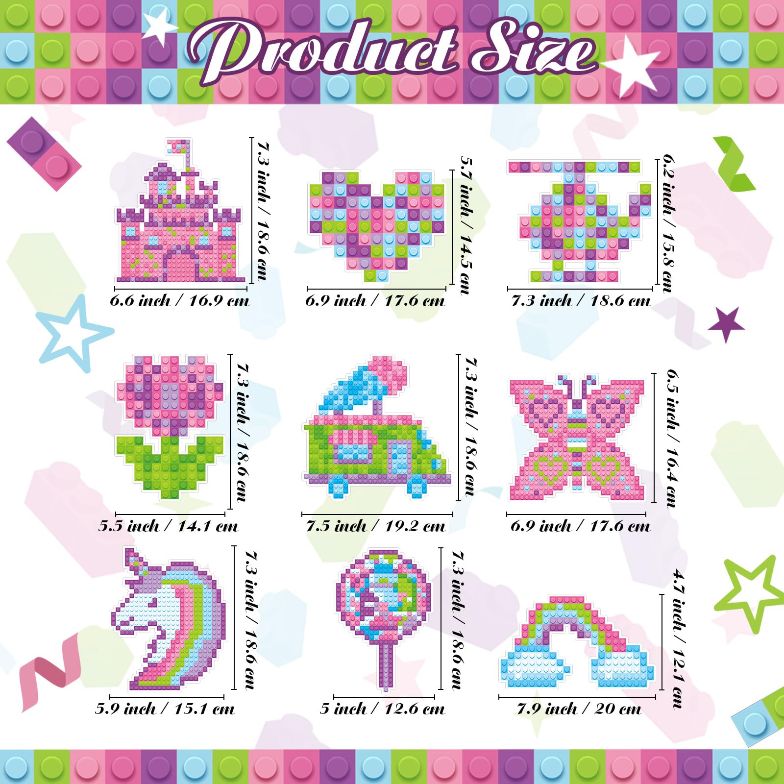 Colarr 9-Piece Pink Honeycomb Building Block Party Set - Girls Birthday Party Decorations, Table Centerpieces, Cake Topper - Perfect for Kids Brick-Themed Birthday Parties, Baby Showers & DIY Decor
