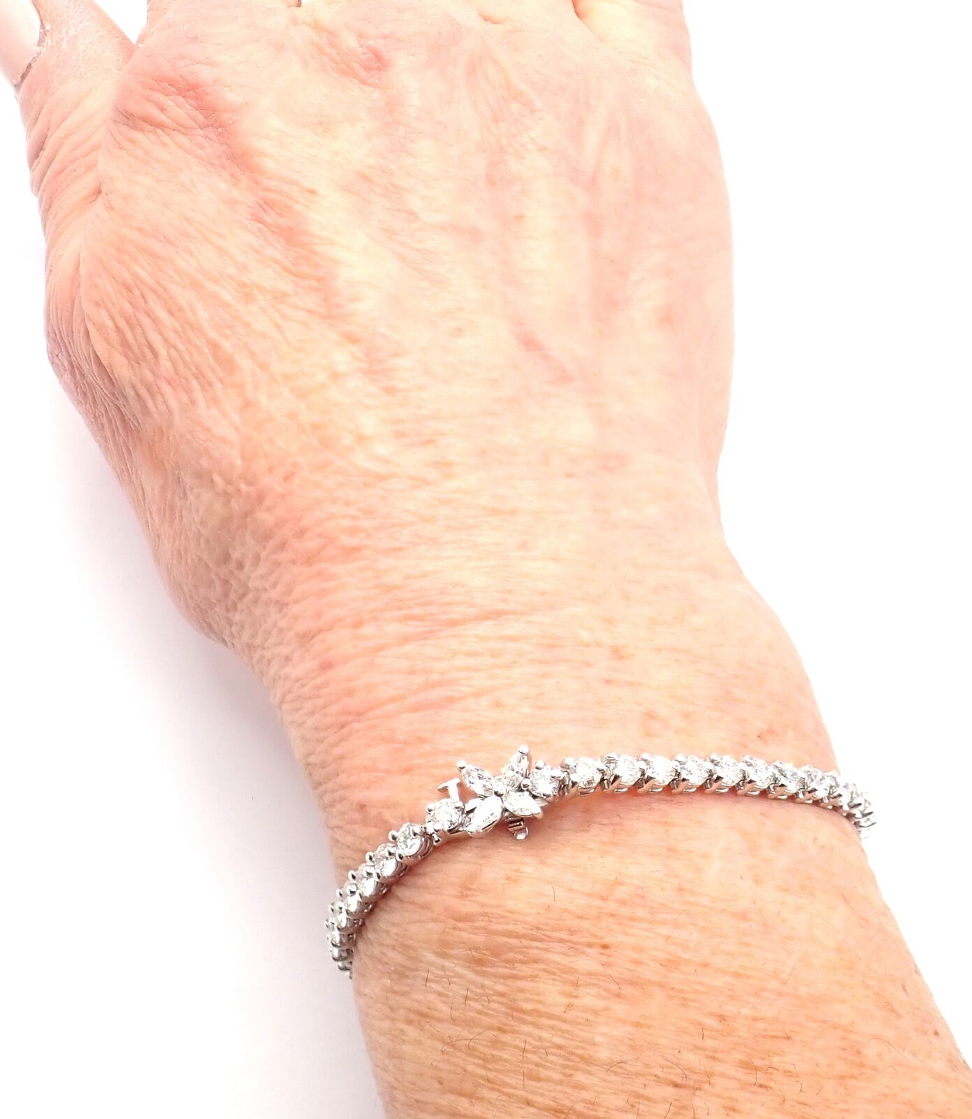 Authentic Tiffany & Co Victoria Platinum 4.49ct Diamond Tennis Bracelet for Women - Luxury Jewelry Gift for Anniversary, Wedding & Special Occasions