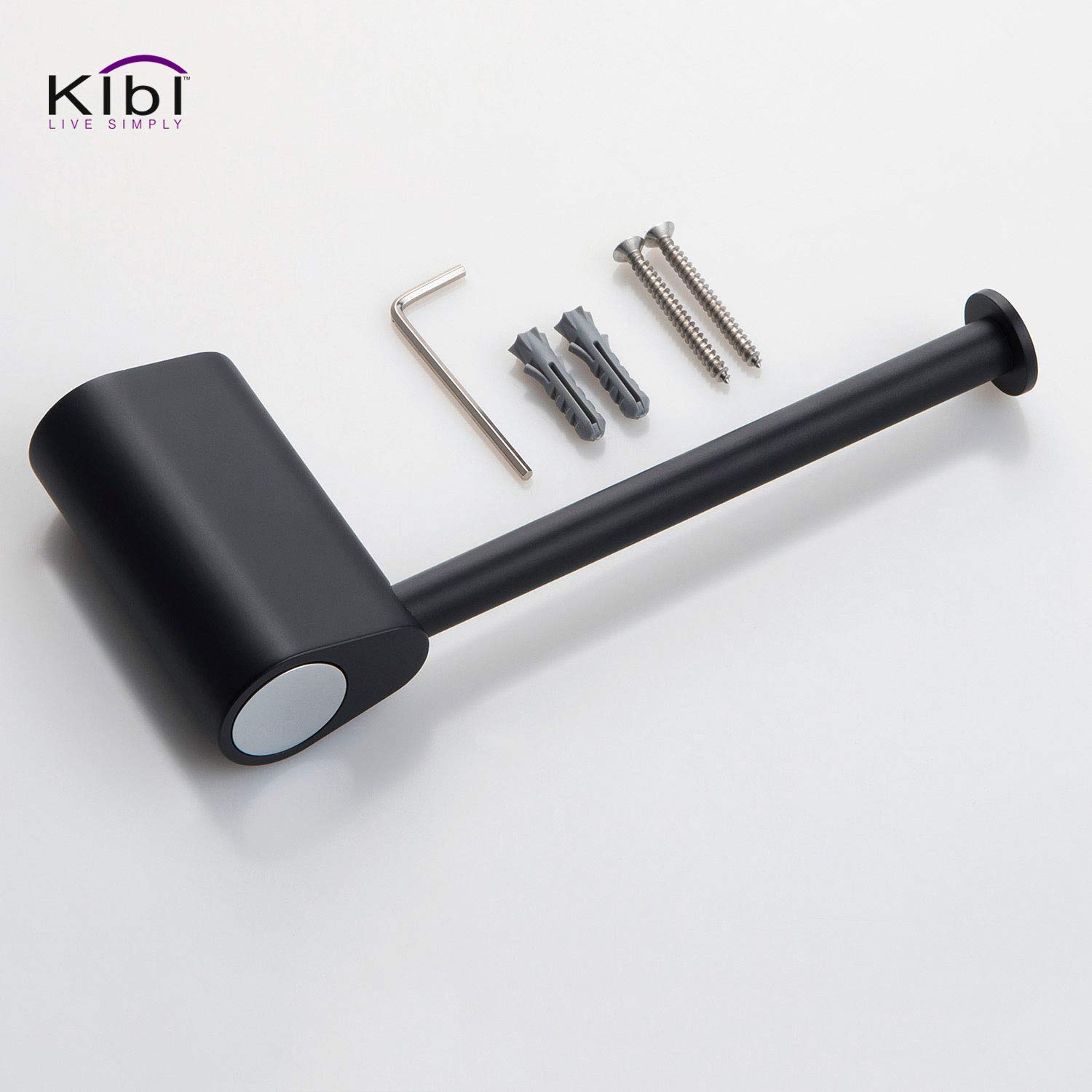 Stainless Steel Wall Mounted Toilet Paper Holder - Chrome Black Bathroom Tissue Roll Holder for Modern Home & Commercial Use (KBA1302) | Durable & Stylish Bath Accessory for Toilet, Restroom, Powder Room & RV