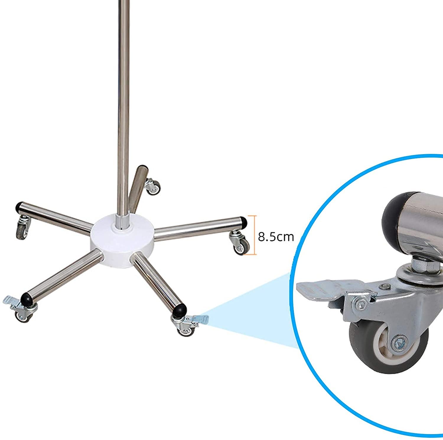 Adjustable Height Mobile IV Pole with Wheels & Hooks - Medical Infusion Stand for Home Care & Hospitals | Elderly Patient IV Drip Solution for Bedside, Clinic & Nursing Facilities