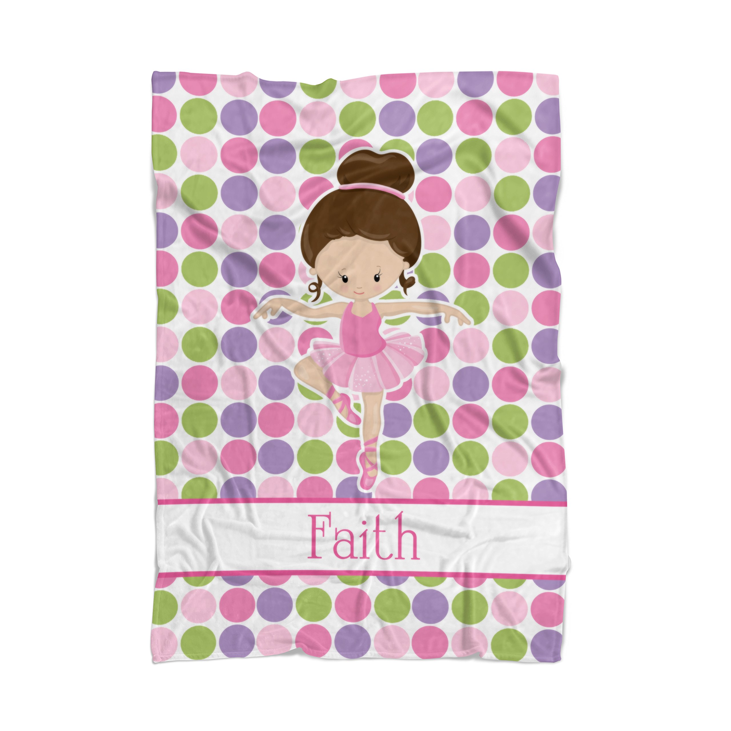Personalized Pink Dot Ballerina Ballet Blanket with Name - Soft Baby Gift for Dance Class, Nursery, or Toddler Bedtime