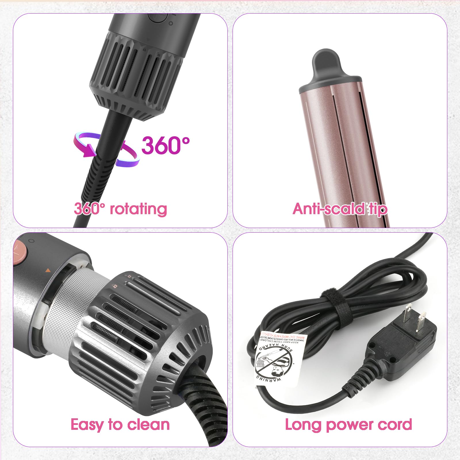Hot Air Styler Blow Dryer Brush - Negative Ionic Hair Curler for Volumizing, Straightening & Curling | 3-in-1 Multi Styler for Straight, Wavy & Curly Hair | Perfect for Home Use, Travel & Salon Styling (Black)