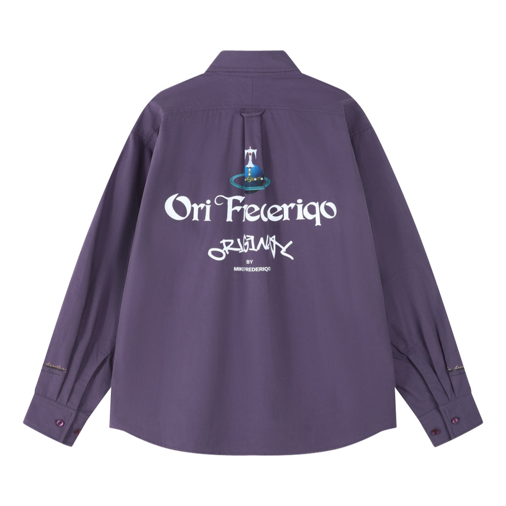 ORI FREDERIQO Purple Printed Long Sleeve Shirt for Men - Casual Office Wear & Stylish Outfit for Date Night