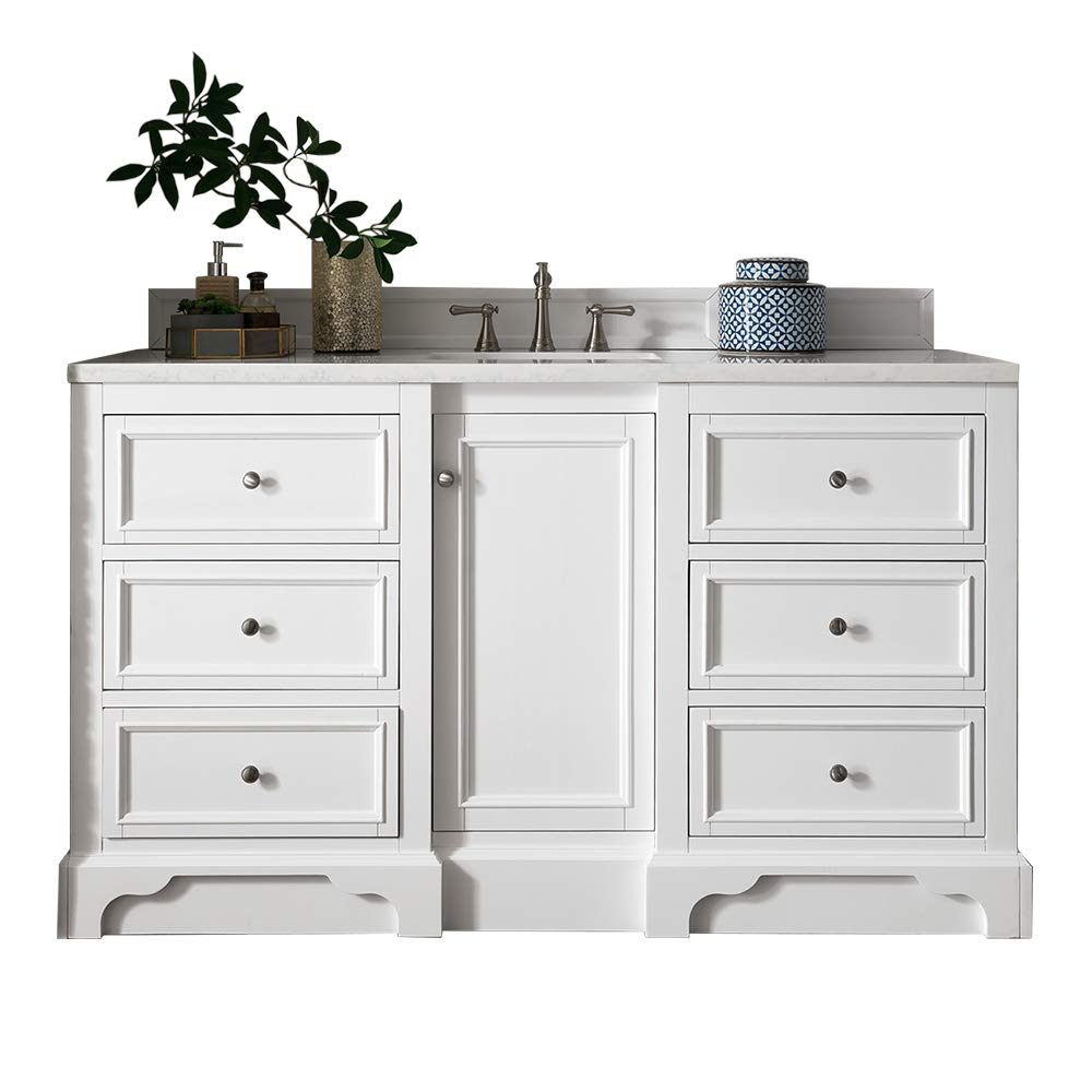60-Inch Single Bathroom Vanity in Bright White Finish - Modern Design for Small Spaces, Perfect for Home Remodeling & Apartment Upgrades