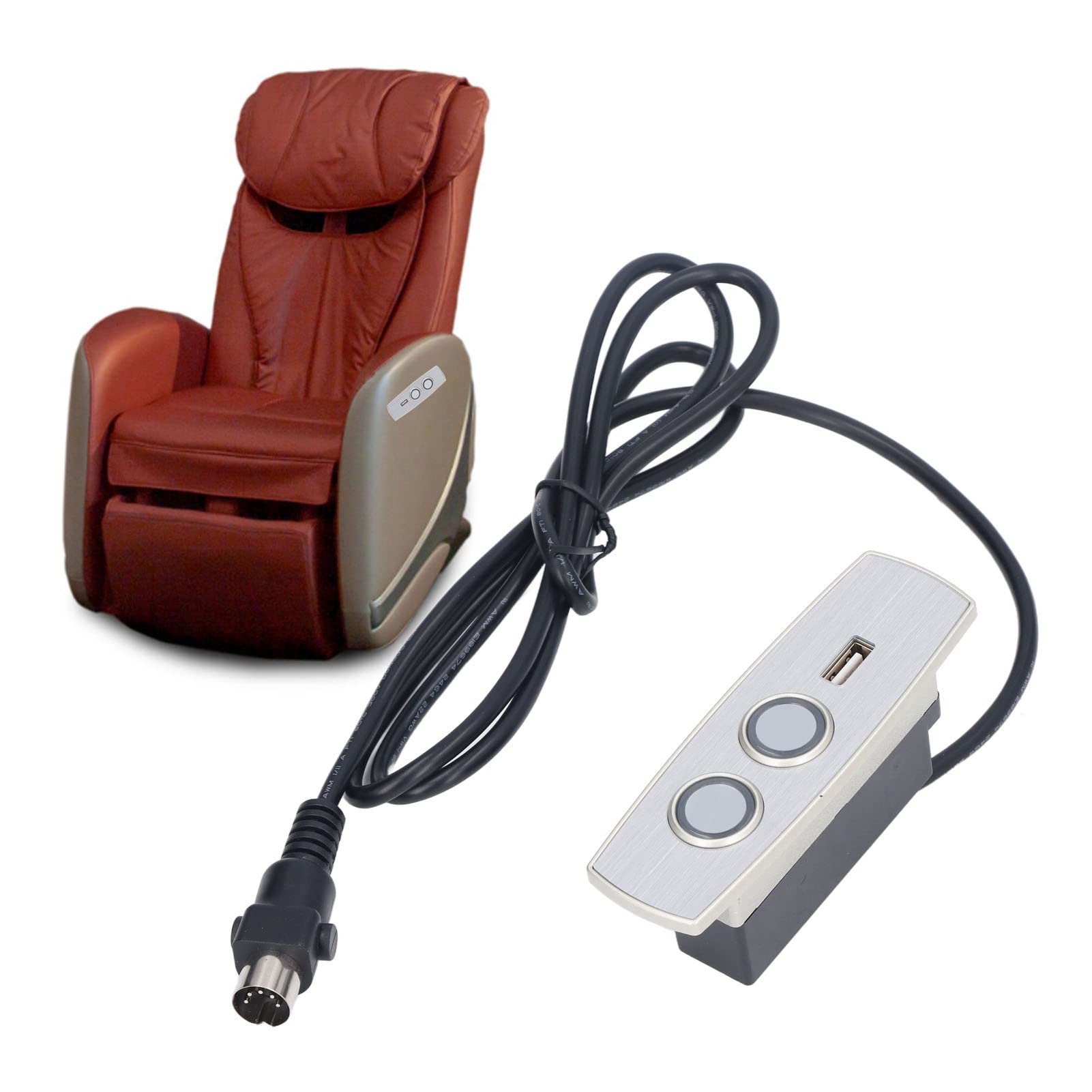 Electric Recliner Switch with USB Charger - 2 Button 5 Pin Hand Control for Power Recliners (12-29V) - Perfect for Living Room, Home Theater & Nursing Chairs
