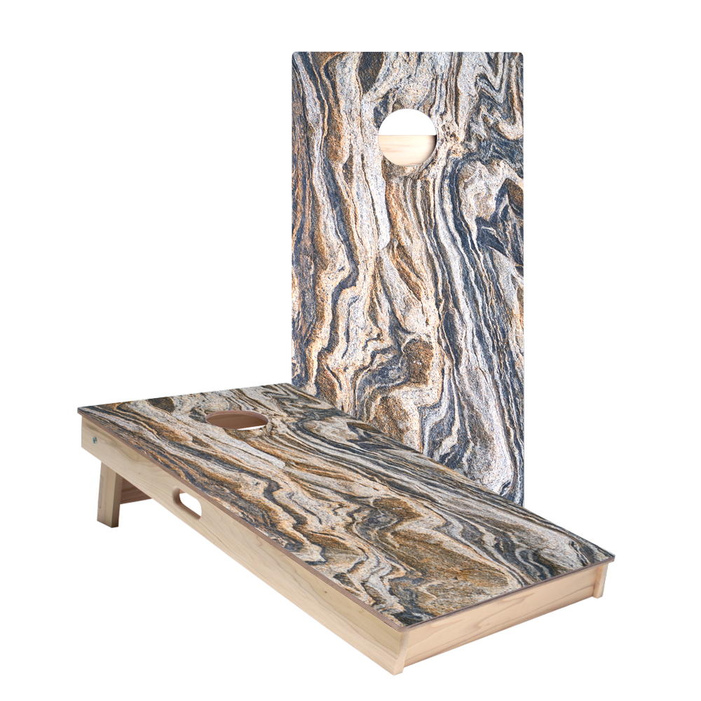 Premium Dark Marble Star Cornhole Boards Set - Regulation Size Outdoor Bean Bag Toss Game for Backyard, Tailgating, and Parties - Durable Weather-Resistant Design