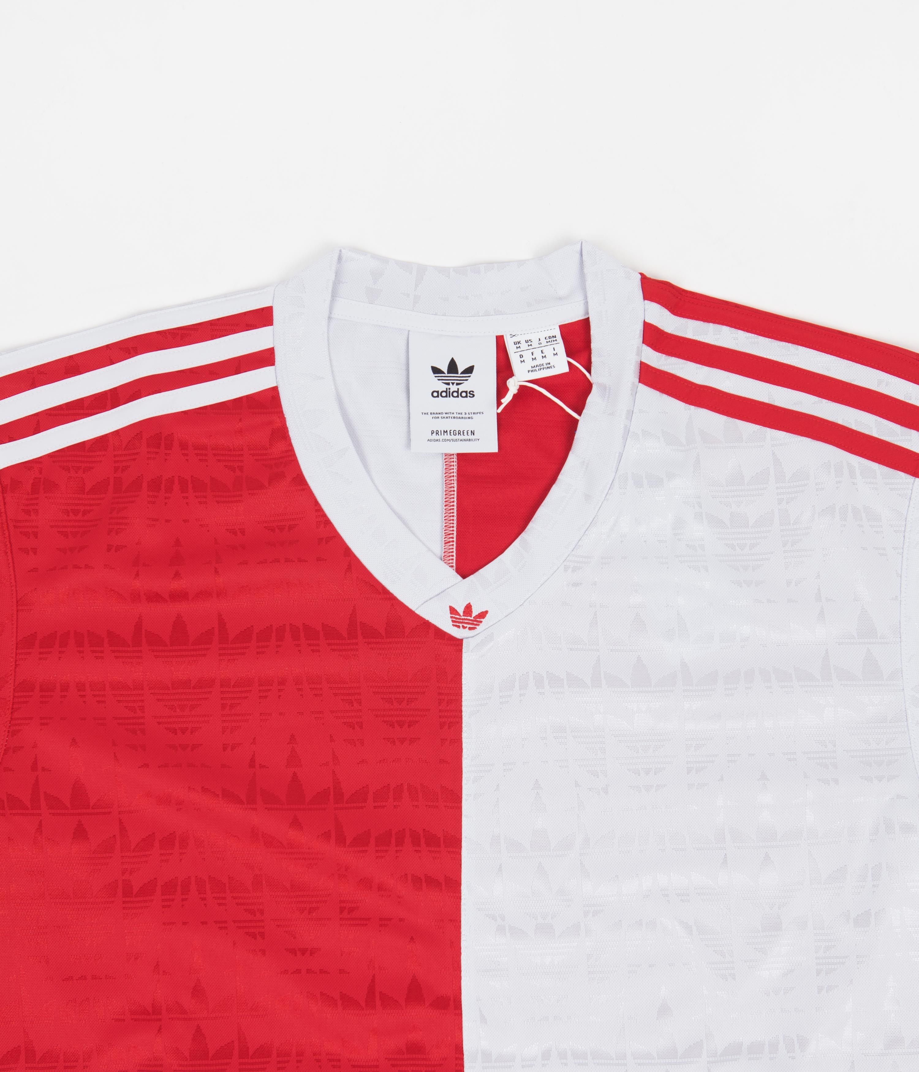 Adidas Checkered Club Long Sleeve Jersey - Vivid Red & Dash Grey - Men's Athletic Shirt for Running, Gym & Casual Wear