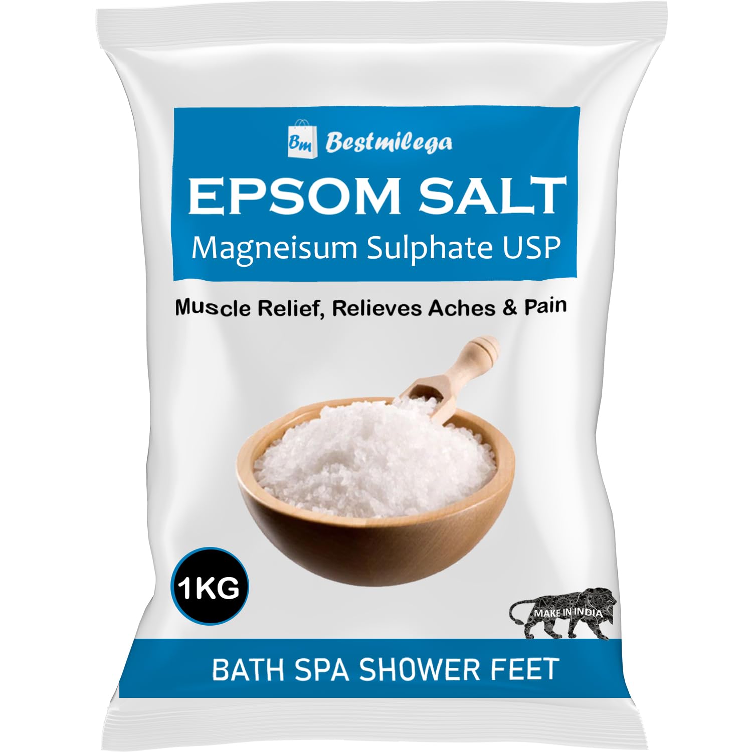 Premium Epsom Salt for Pain Relief - Magnesium Sulfate Bath Crystals for Foot Soak, Muscle Relaxation & Stress Relief (1kg) - Perfect for Post-Workout Recovery, Spa Day & Relaxing Baths