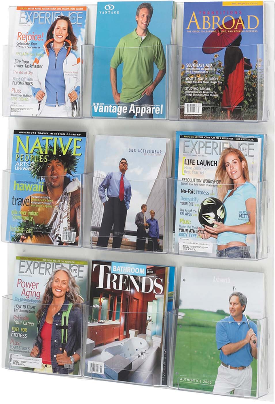 Clear2c™ 9-Pocket Magazine Display Holder [5665CL] - Perfect for Retail Stores, Offices, and Home Organization