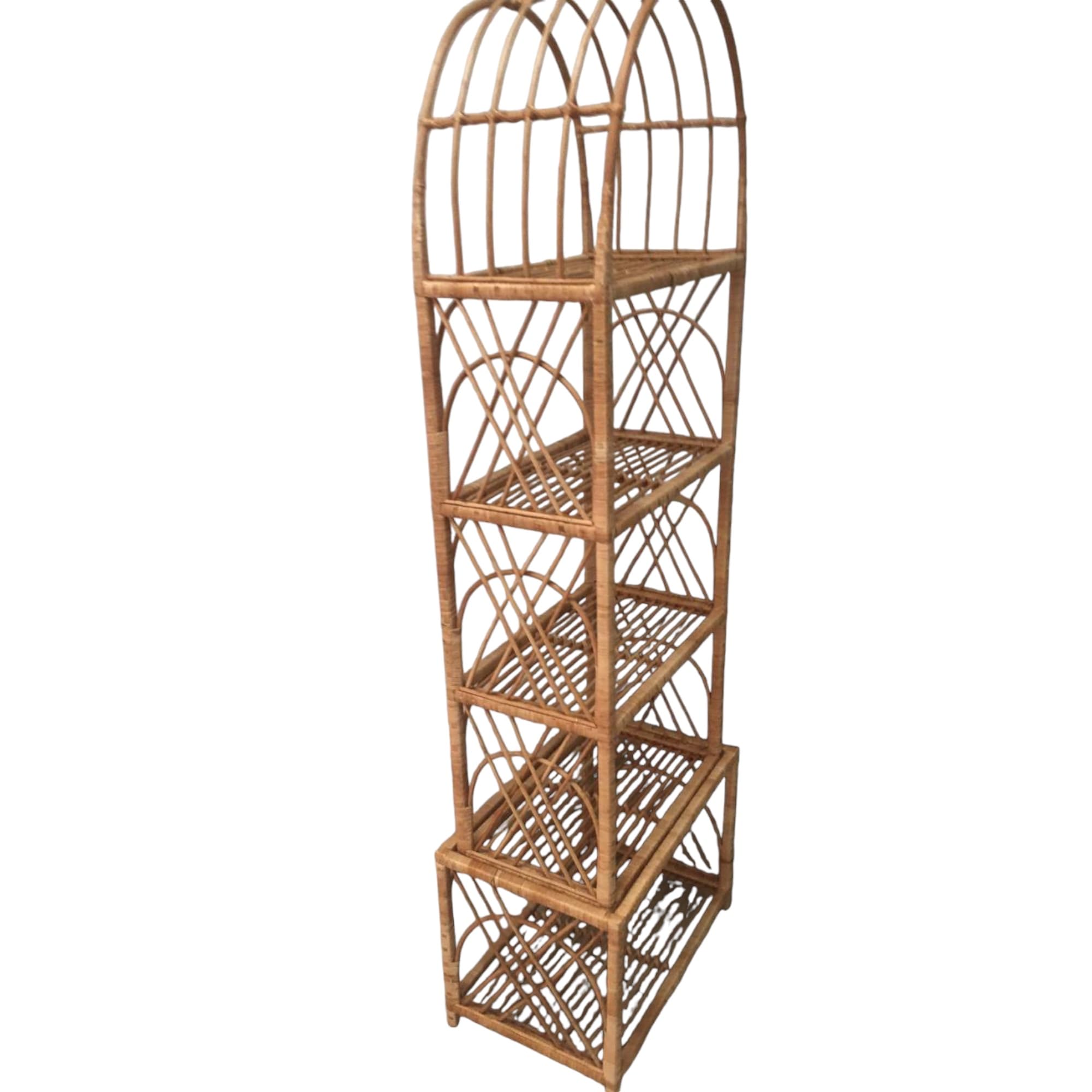 5-Tier Wicker Shelf Rattan Bookcase - 67 Inches Tall, Freestanding Bookshelf Organizer for Living Room, Bedroom, Office - Perfect for Storing Books, Decor & Plants