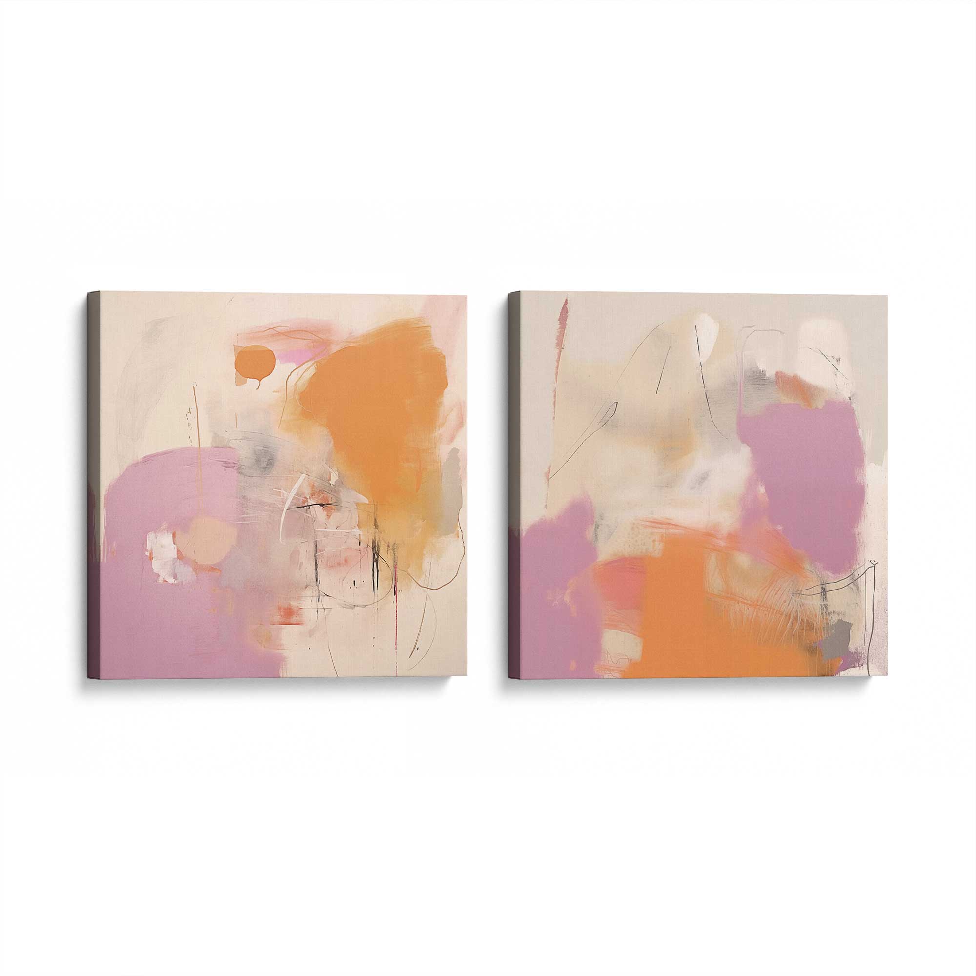 Premium Cotton Candy Delight Canvas Art Set of 2 - Sweet Home Decor for Bedroom, Living Room & Nursery Wall