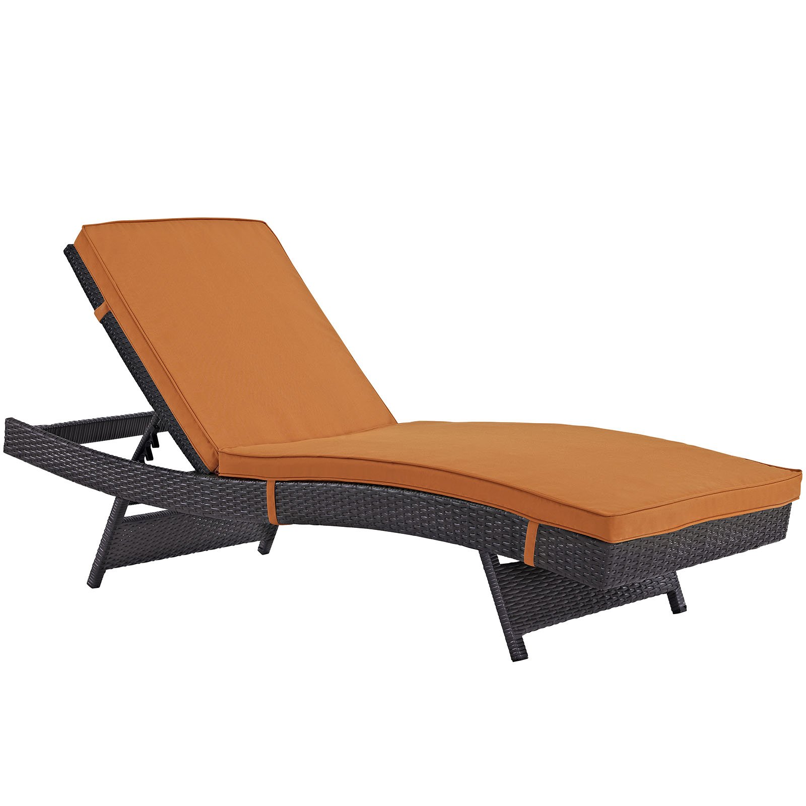 Modway Convene Wicker Rattan Outdoor Patio Chaise Lounge Chairs Set of 6 - Espresso Orange Color, Water-Resistant & Durable for Poolside, Garden, and Backyard Relaxation