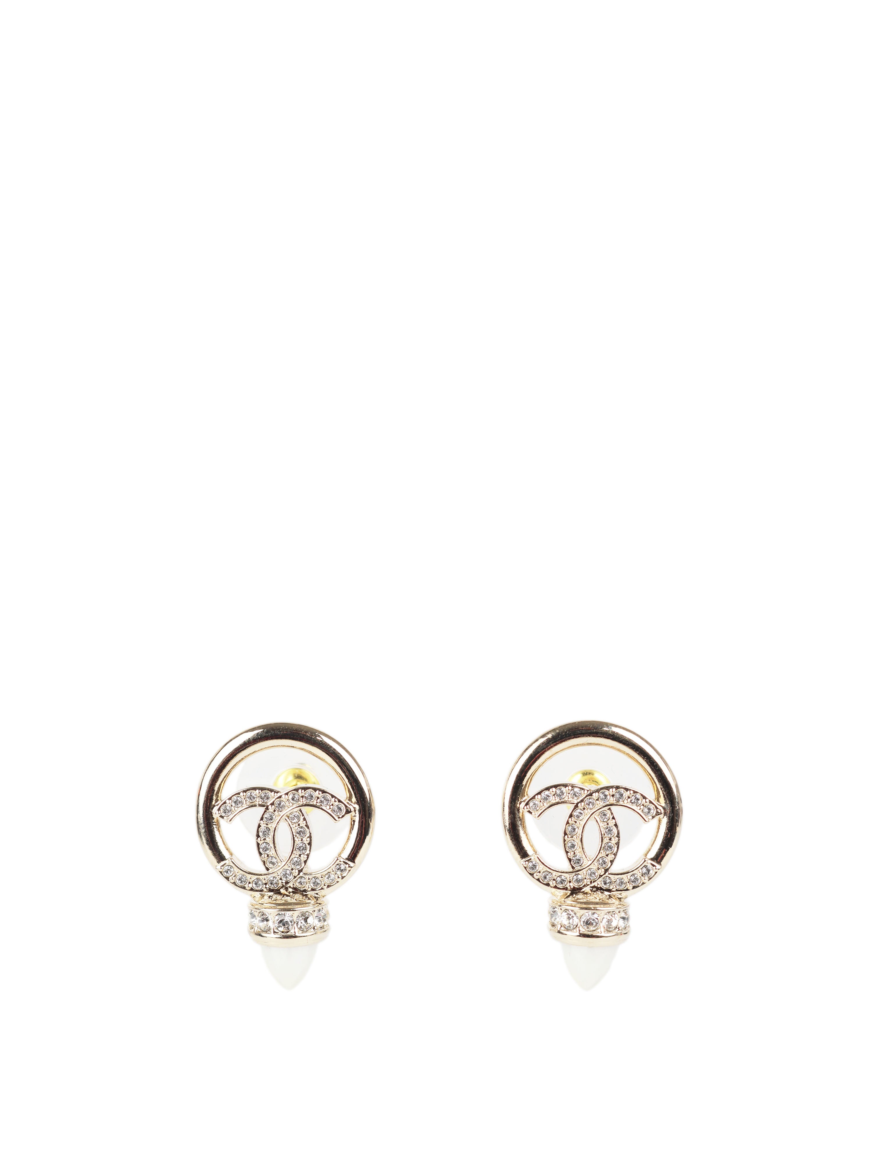 Chanel 22 Gold CC Circle Pearl Earrings - Luxury Fashion Jewelry for Women | Elegant Pearl Stud Earrings for Parties, Weddings & Special Occasions
