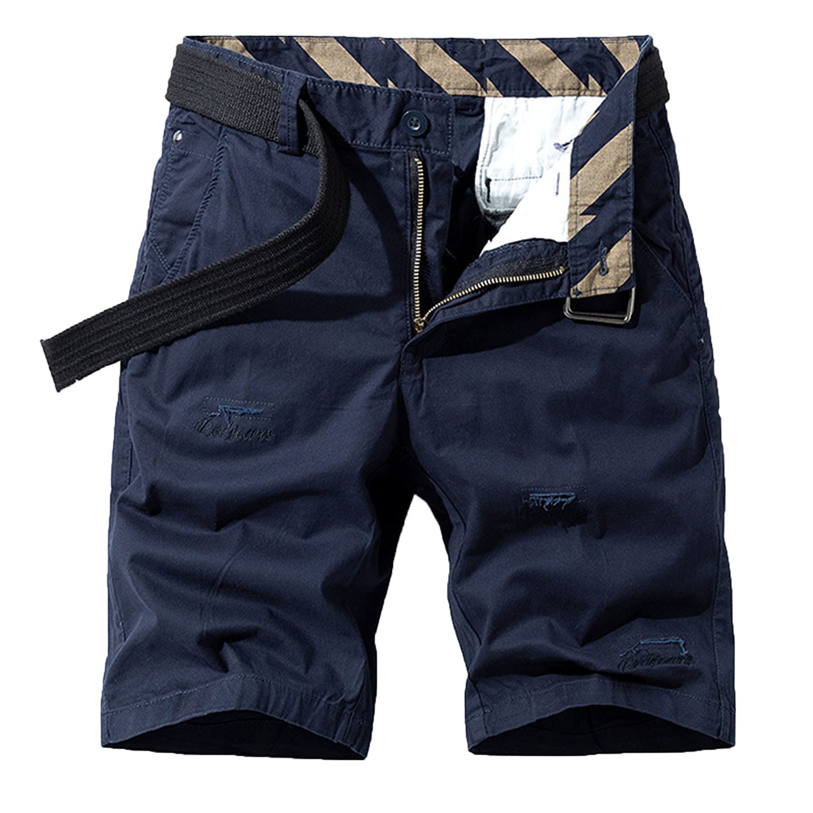Trendy Blue Women's Casual Zip-Up Shorts with Pockets - Fall & Summer Stretch Short Pants (One Size A5) | Perfect for Outdoor Activities, Travel & Everyday Wear