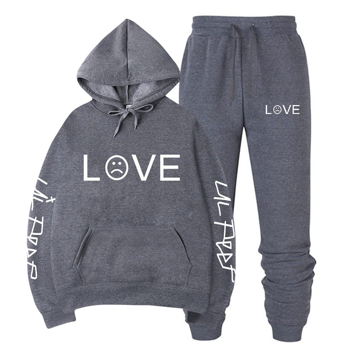 Unisex Love Printed Hoodie & Sweatpants Set - Sporty Hip Hop Pullover with Pockets for Men & Women | Perfect for Gym, Streetwear & Casual Outfits