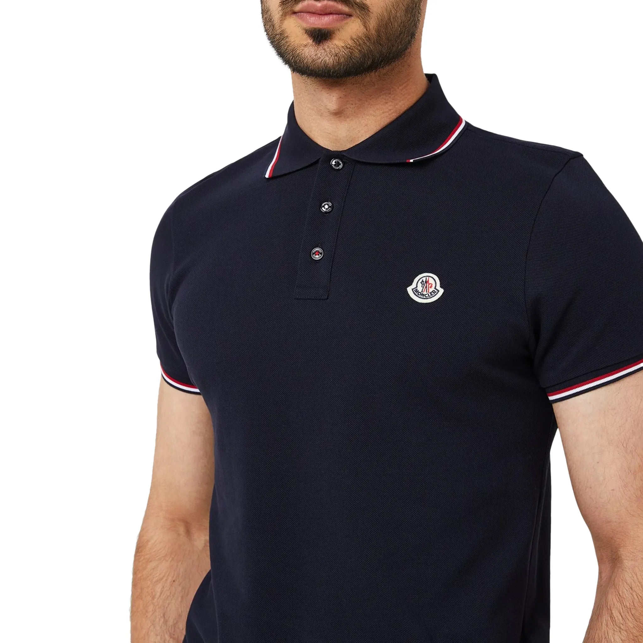 Moncler Men's Indigo Blue Polo Shirt - Premium Cotton Short Sleeve Casual Shirt for Golf, Business & Summer Wear