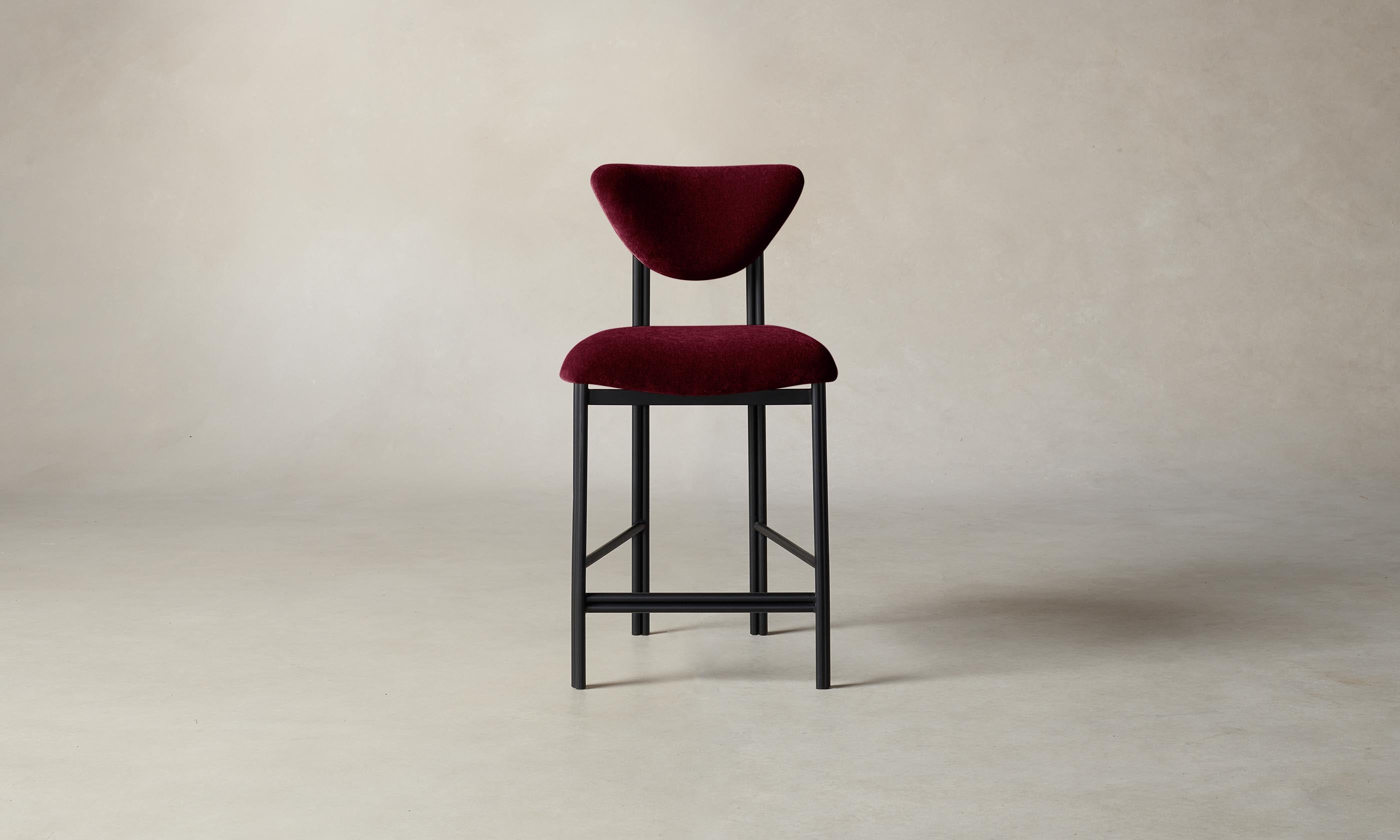 Premium Mohair Crimson Counter Stool - Modern Bar Stool for Kitchen Island, Breakfast Nook & Home Decor - Comfortable & Stylish Seating Solution